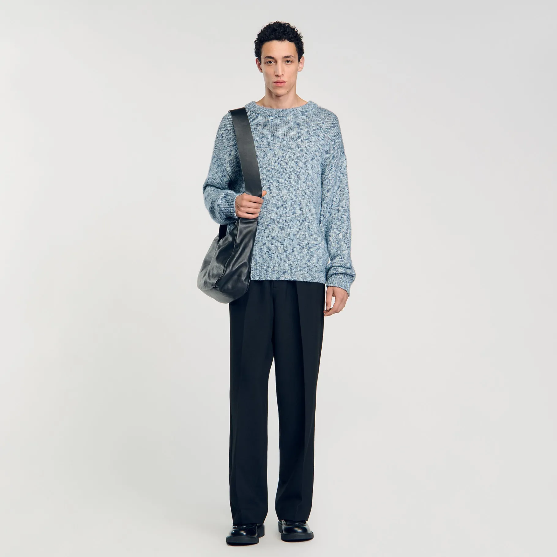 Fashion SANDRO Pull En Maille Moulinée Bleu Ciel