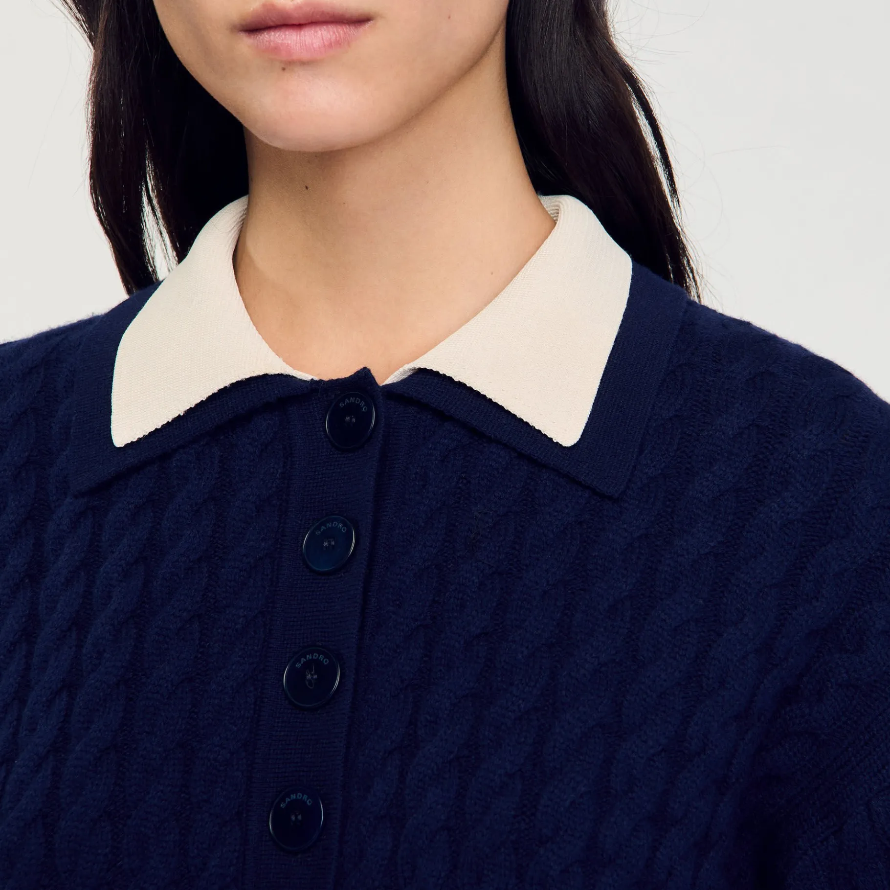 Best Sale SANDRO Pull En Maille Torsadée Marine