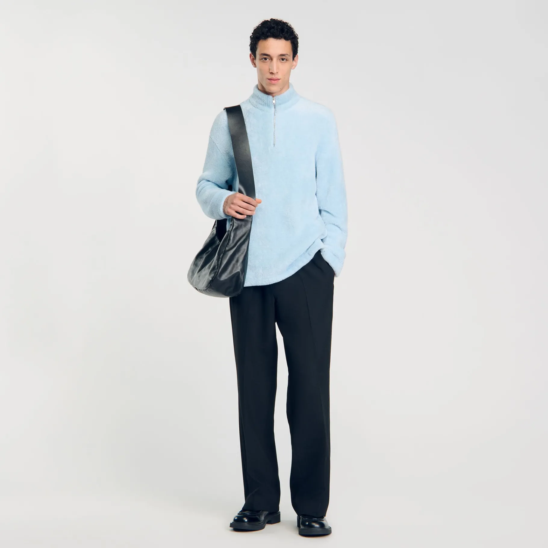 Best Sale SANDRO Pull En Polaire Bouclée Baby Blue