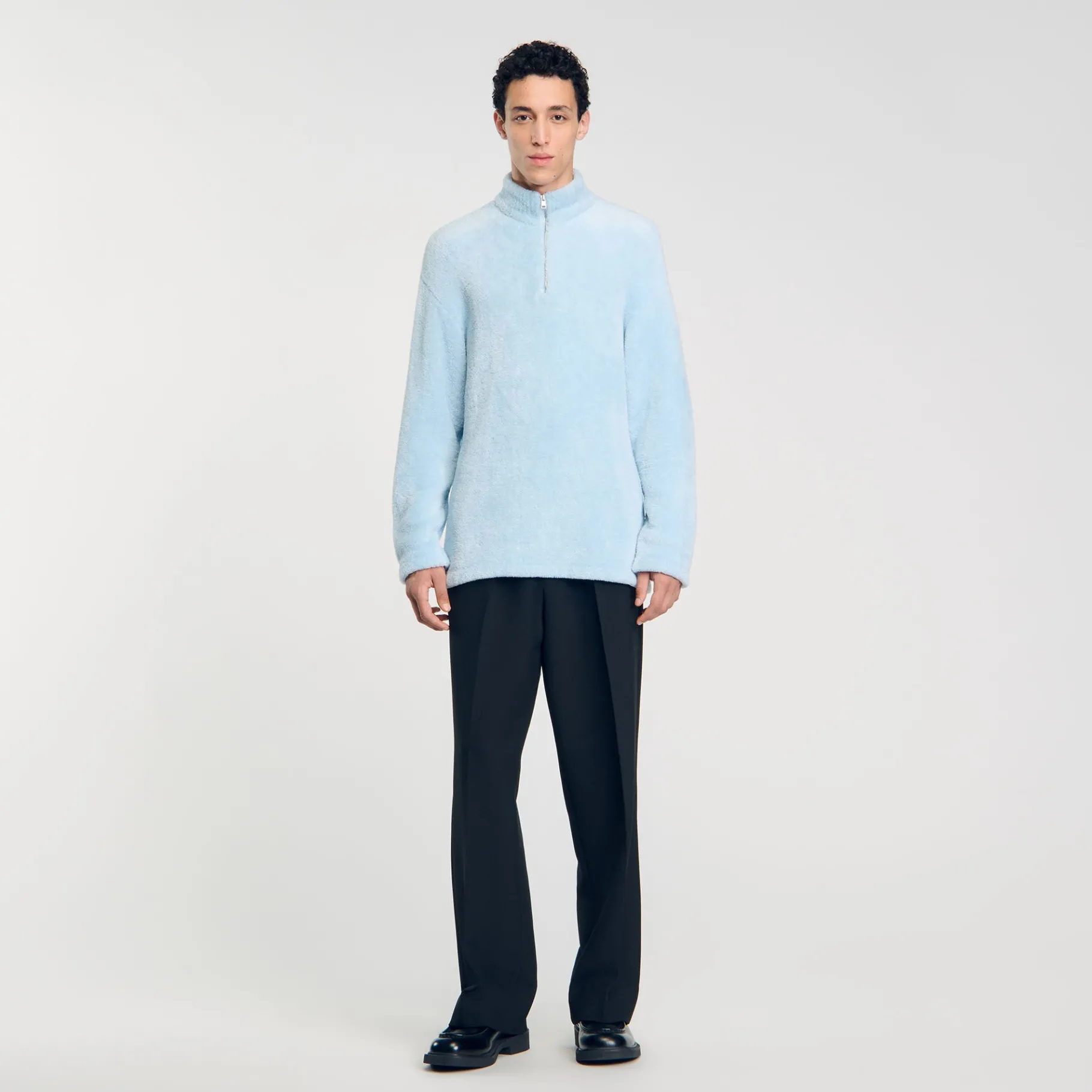 Best Sale SANDRO Pull En Polaire Bouclée Baby Blue