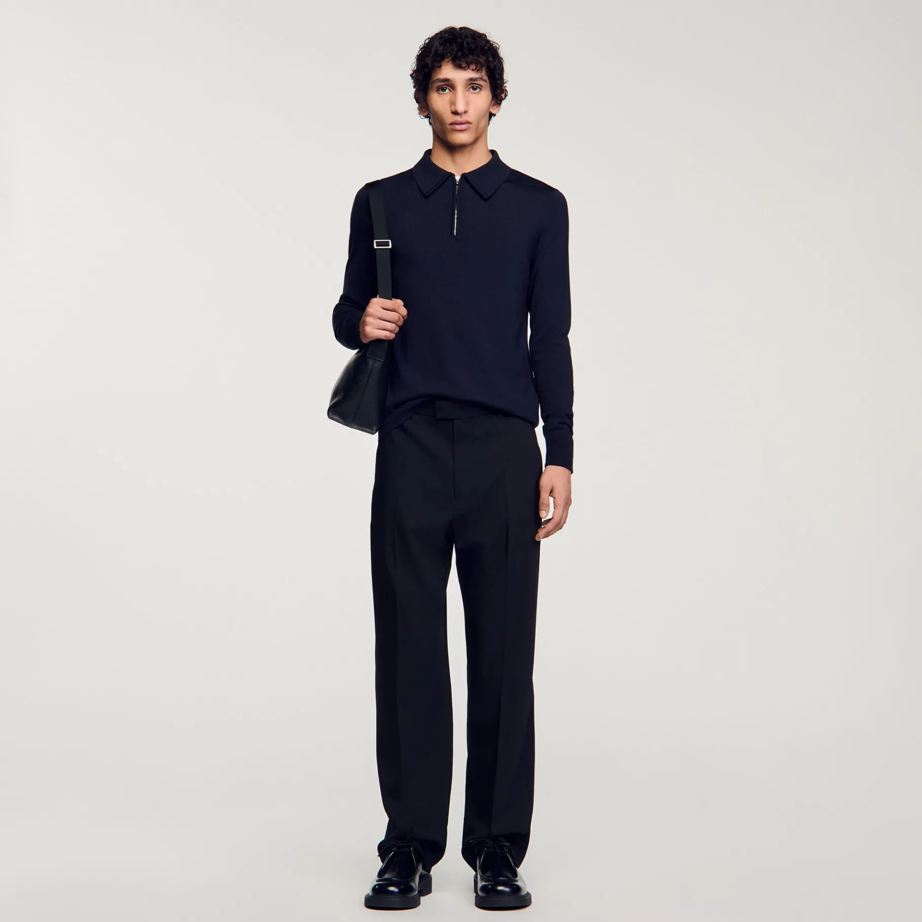 Discount SANDRO Pull Polo En Maille Marine