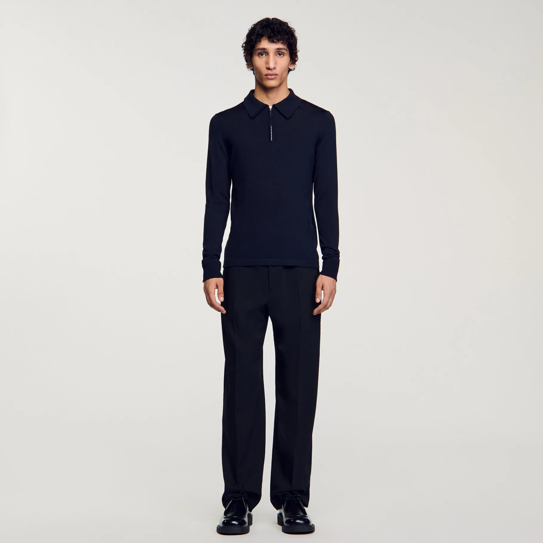 Discount SANDRO Pull Polo En Maille Marine
