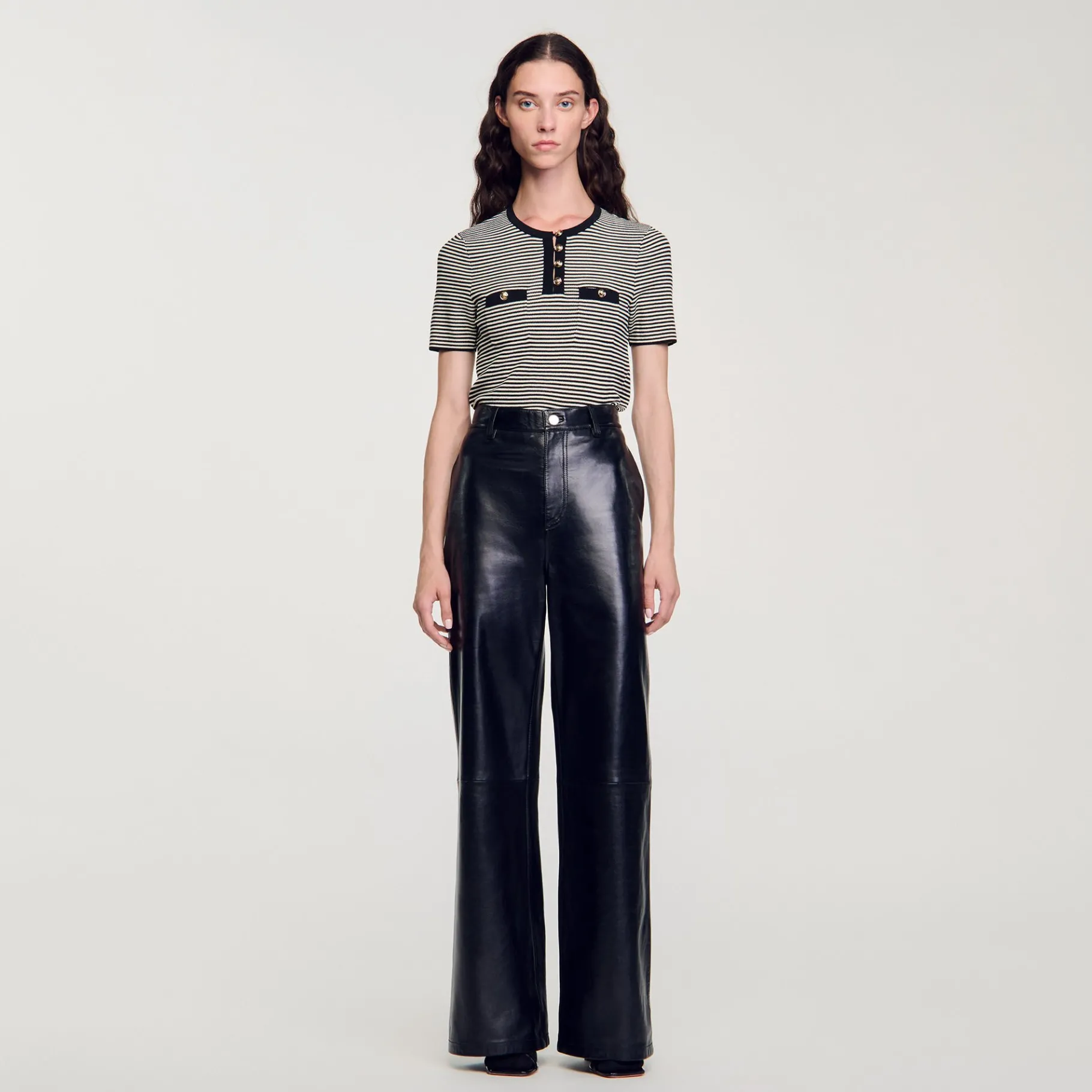 Outlet SANDRO Pull Rayé Noir