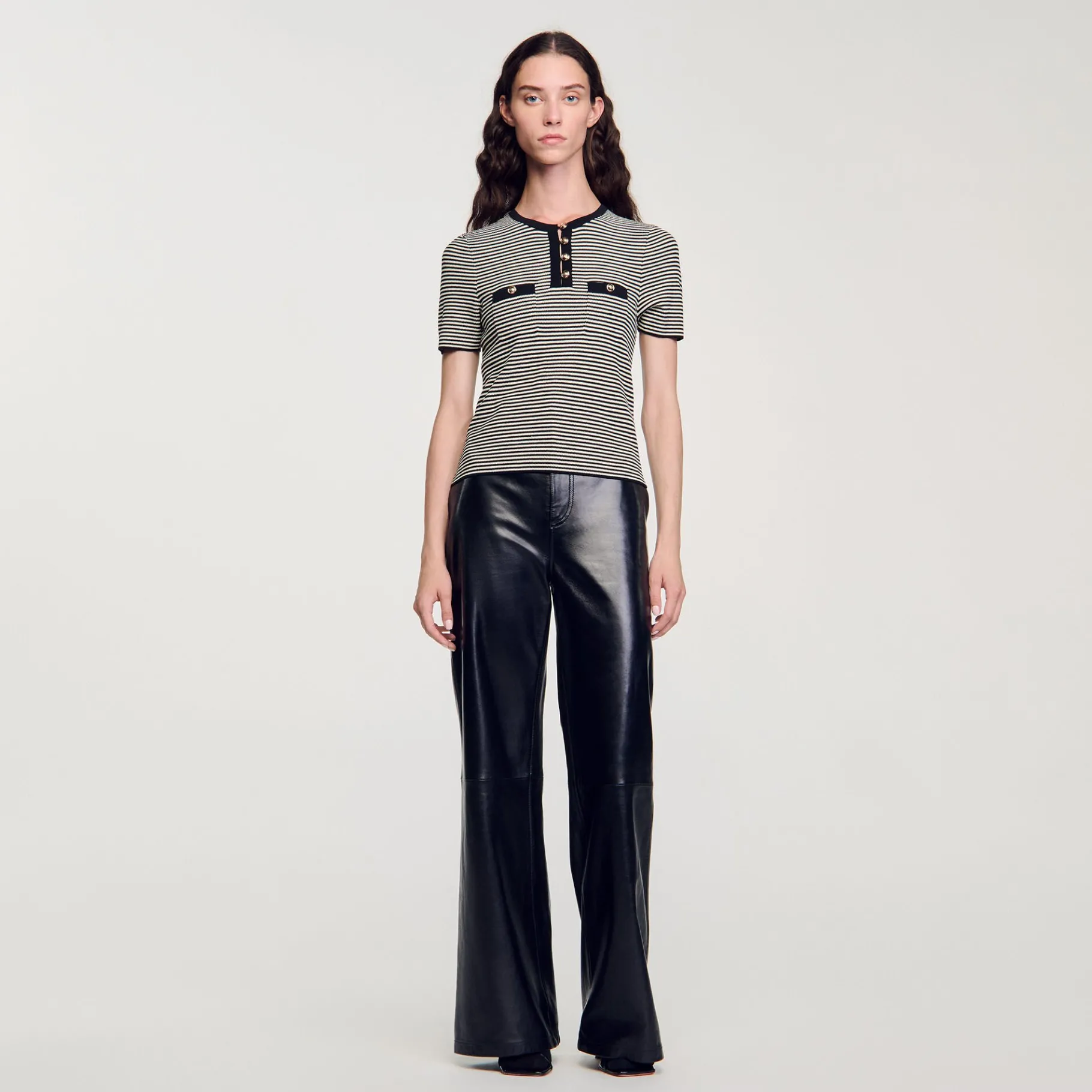 Outlet SANDRO Pull Rayé Noir