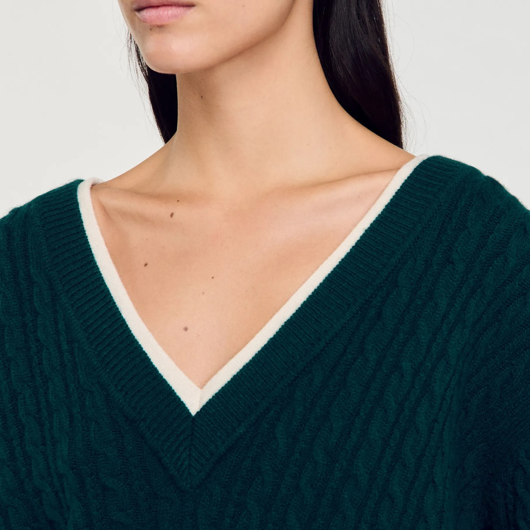 Cheap SANDRO Pull Trompe L'œil En Maille Vert