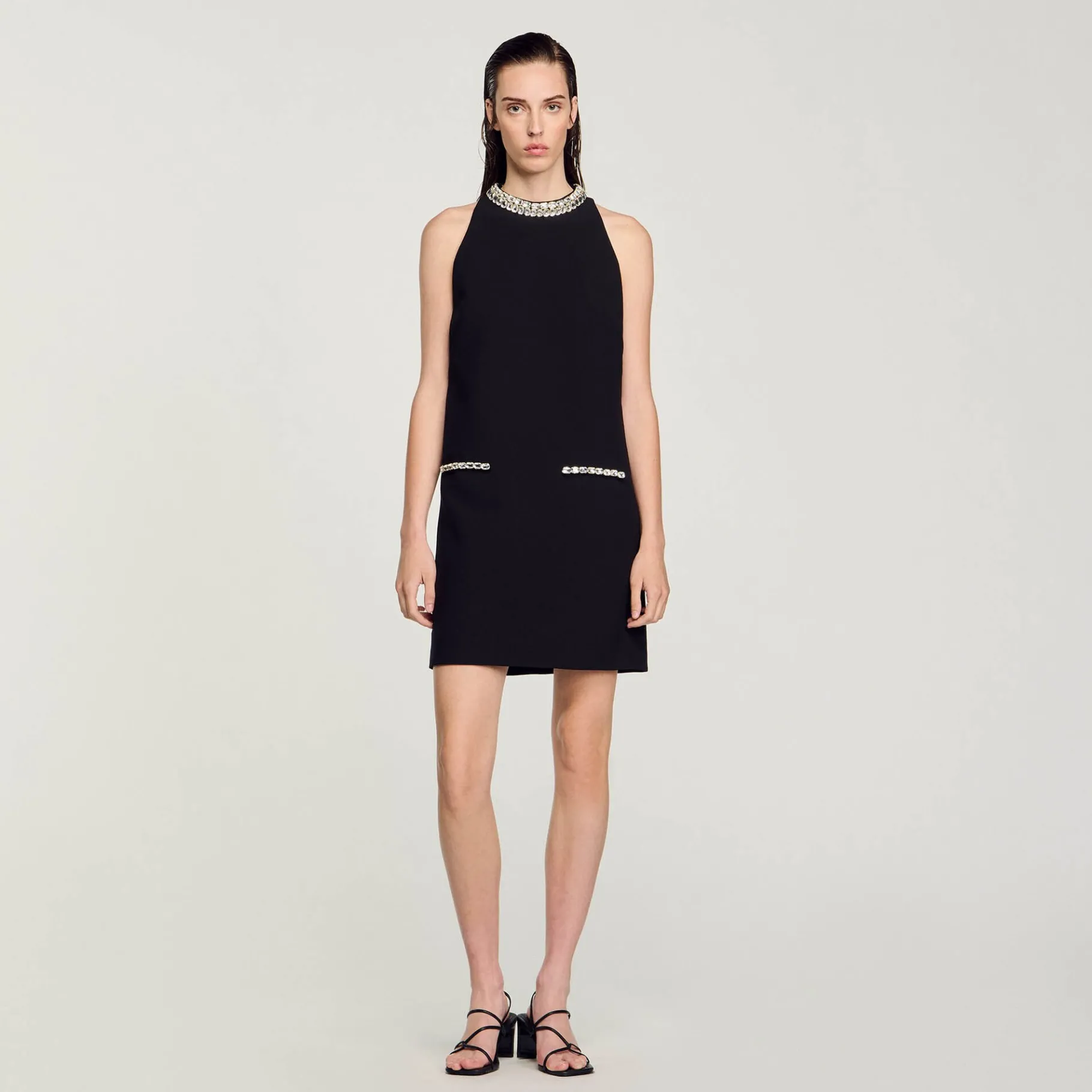 Outlet SANDRO Robe à Strass Noir