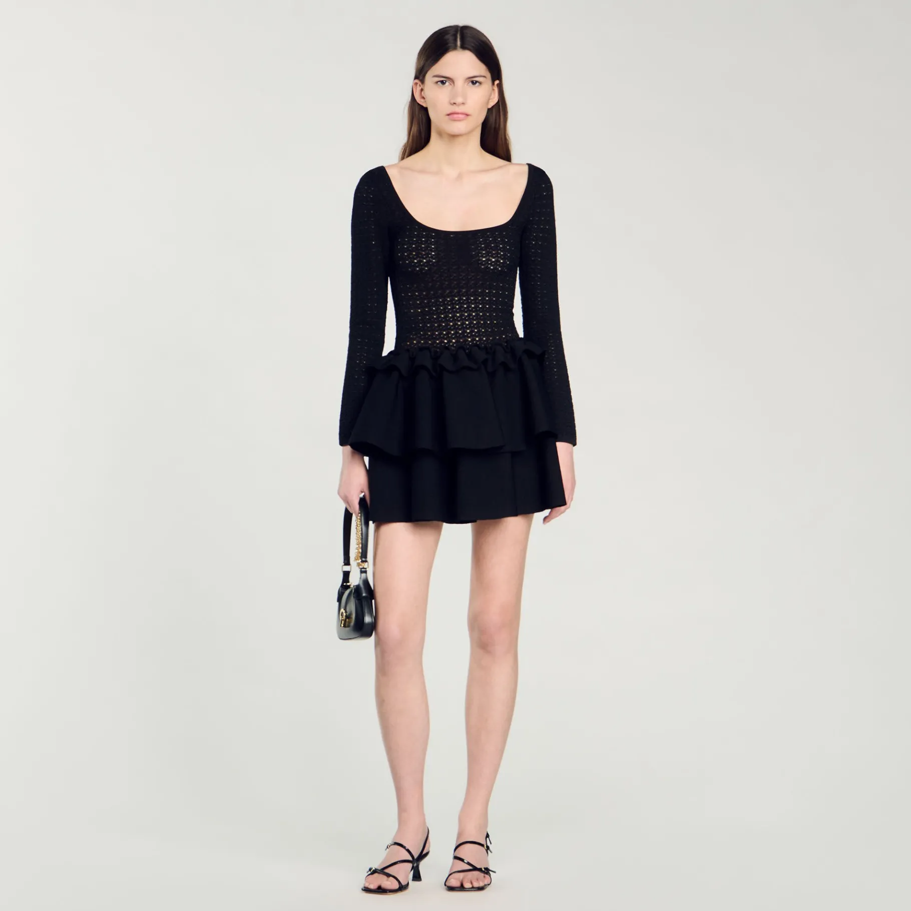 Best SANDRO Robe à Volants Noir