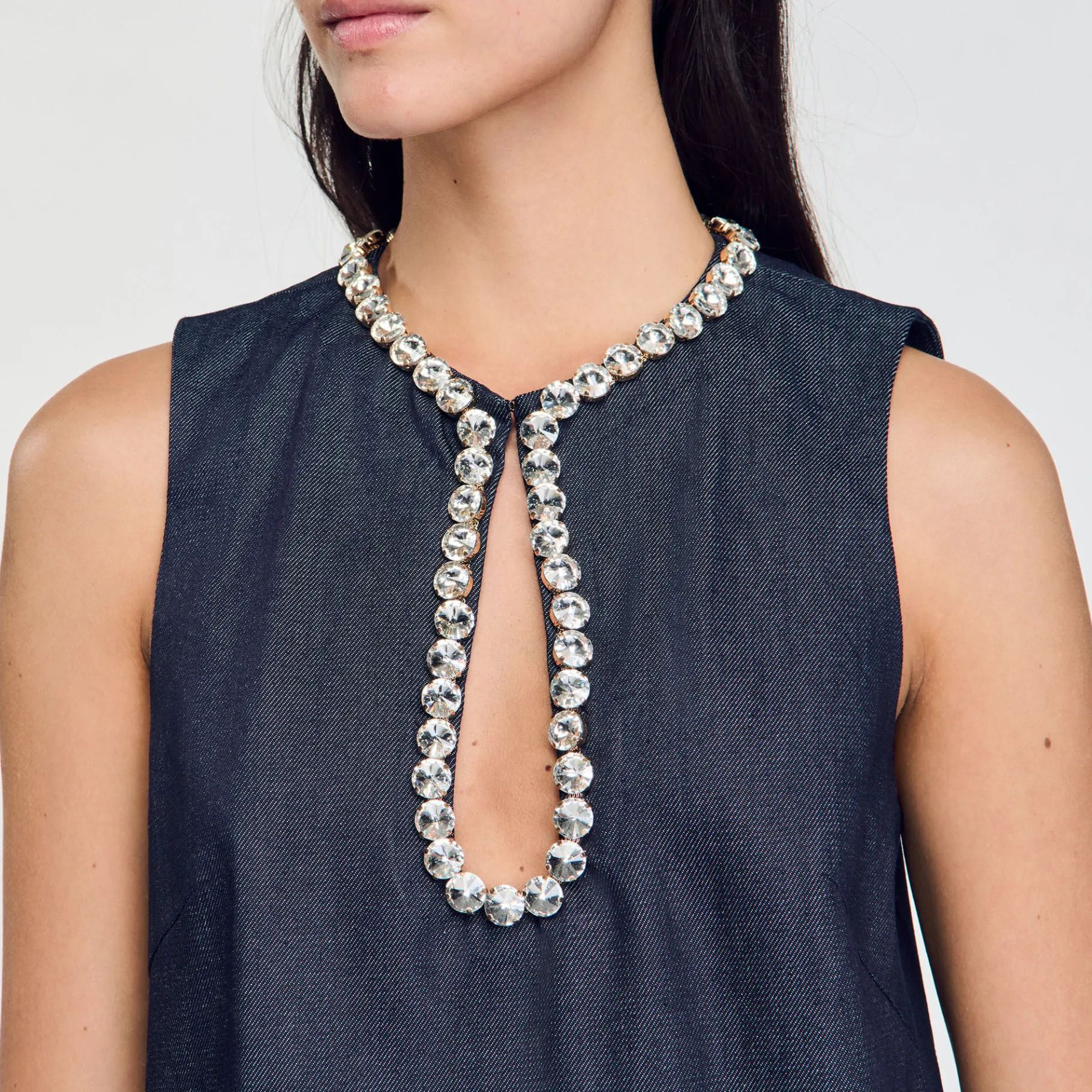 Sale SANDRO Robe Courte à Strass Bleu brut