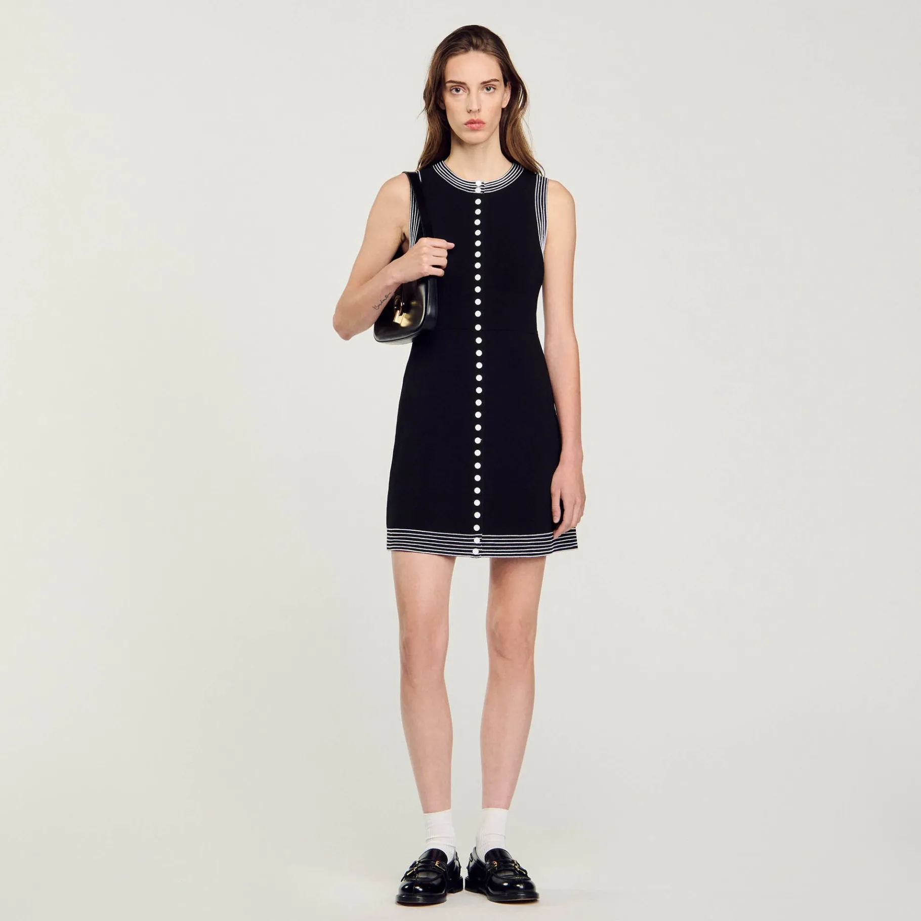 Online SANDRO Robe Courte Boutonnée Noir