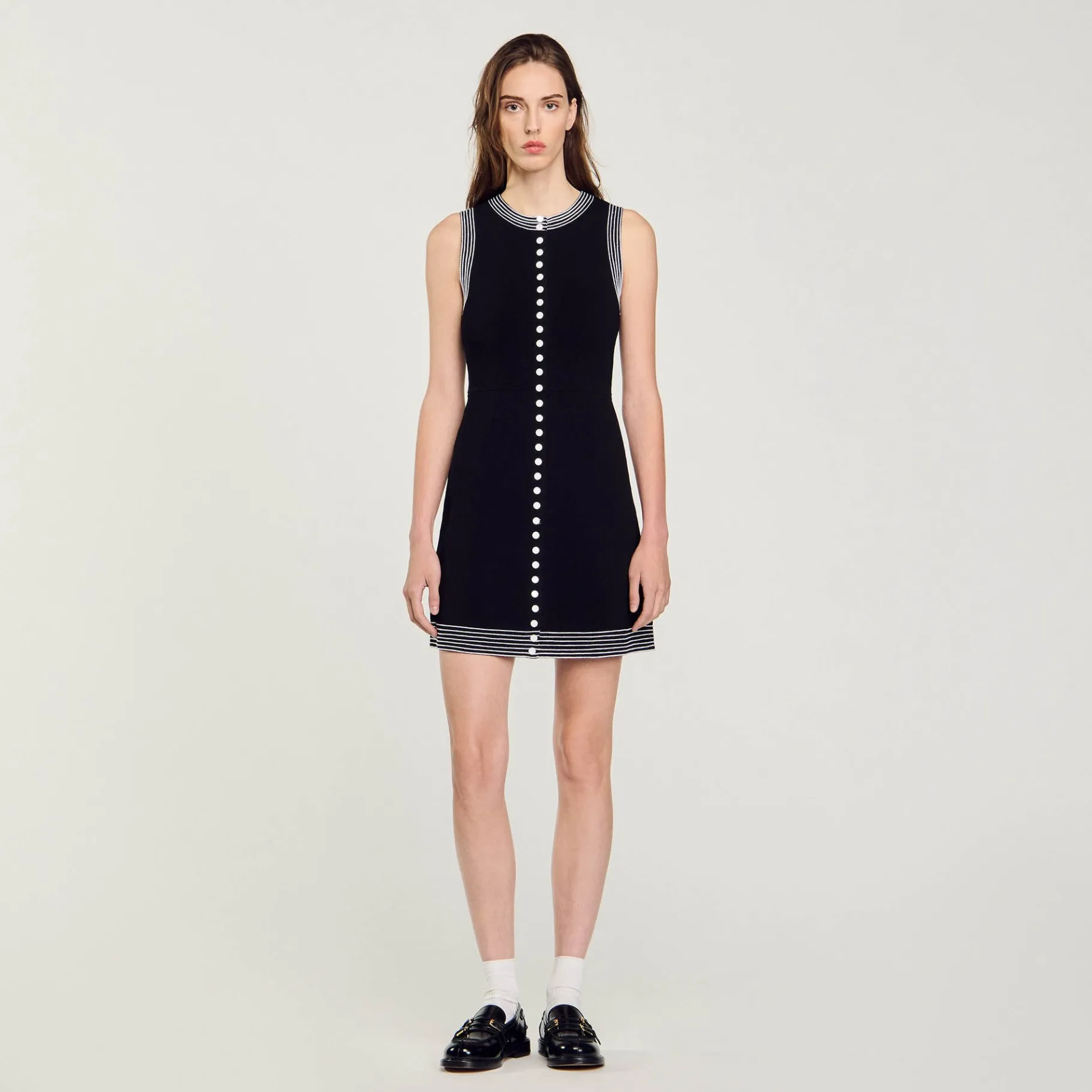 Online SANDRO Robe Courte Boutonnée Noir