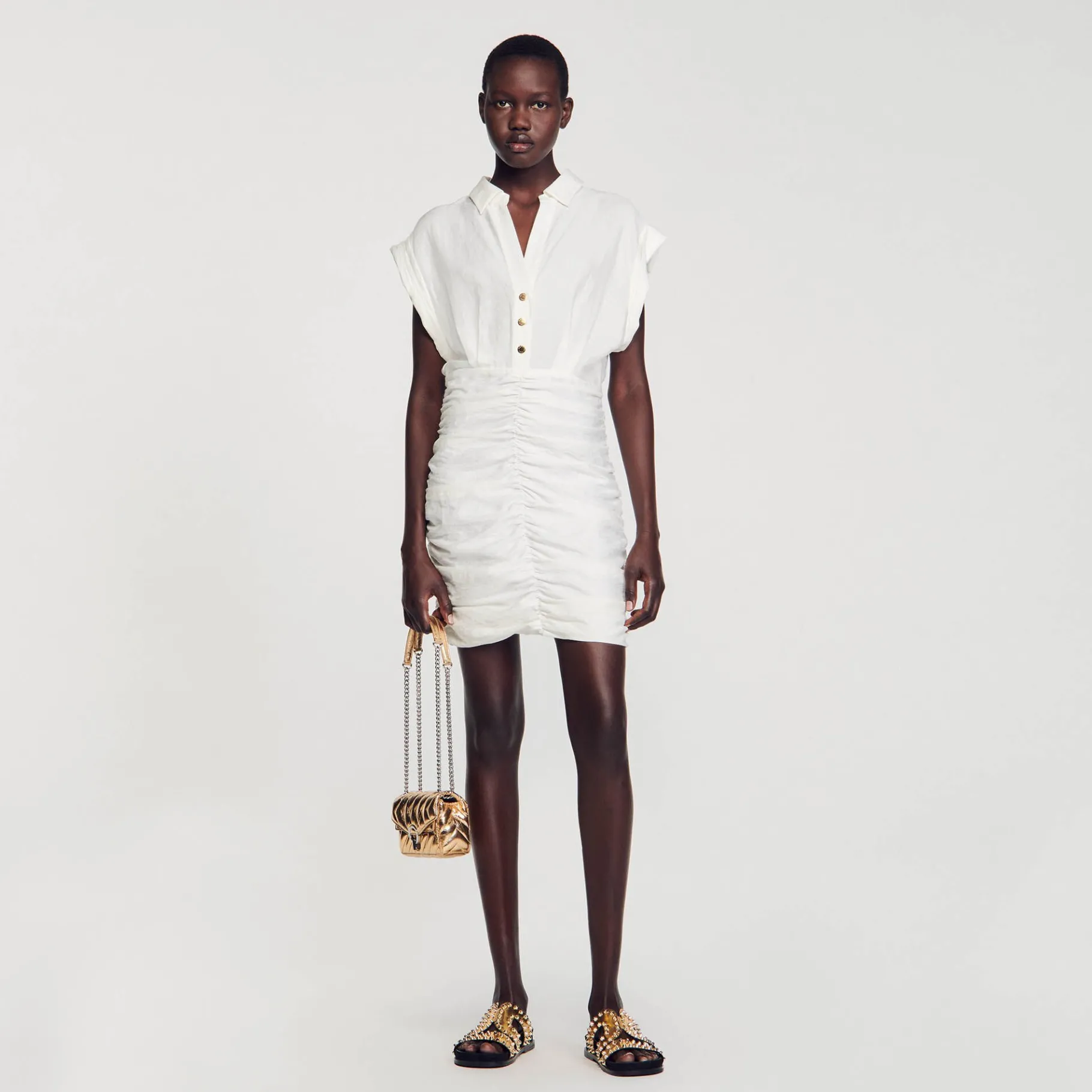 Cheap SANDRO Robe Courte Drapée blanc