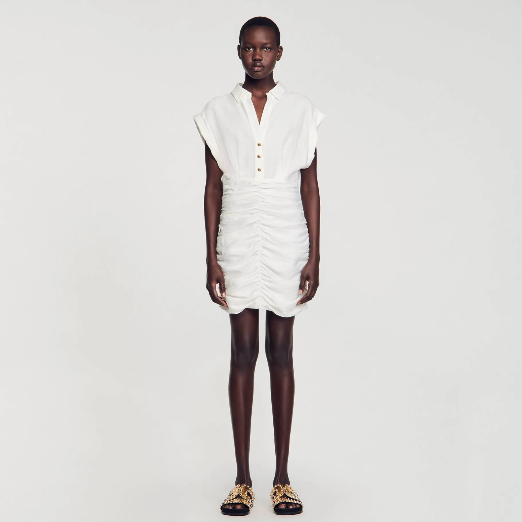 Cheap SANDRO Robe Courte Drapée blanc