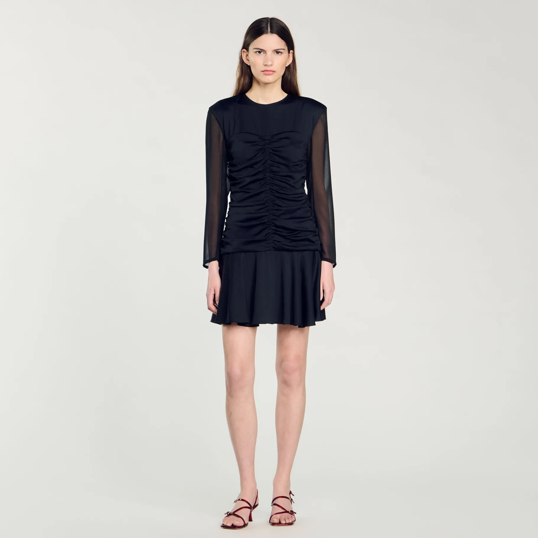 New SANDRO Robe Courte Drapée Noir
