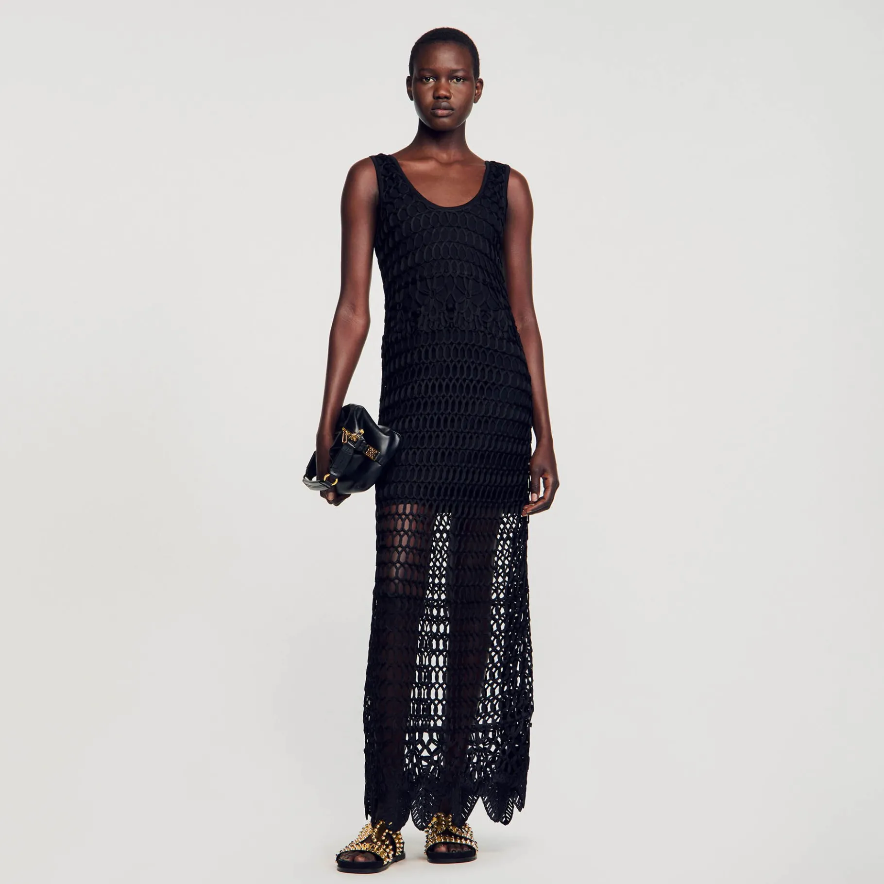 Shop SANDRO Robe En Crochet Noir
