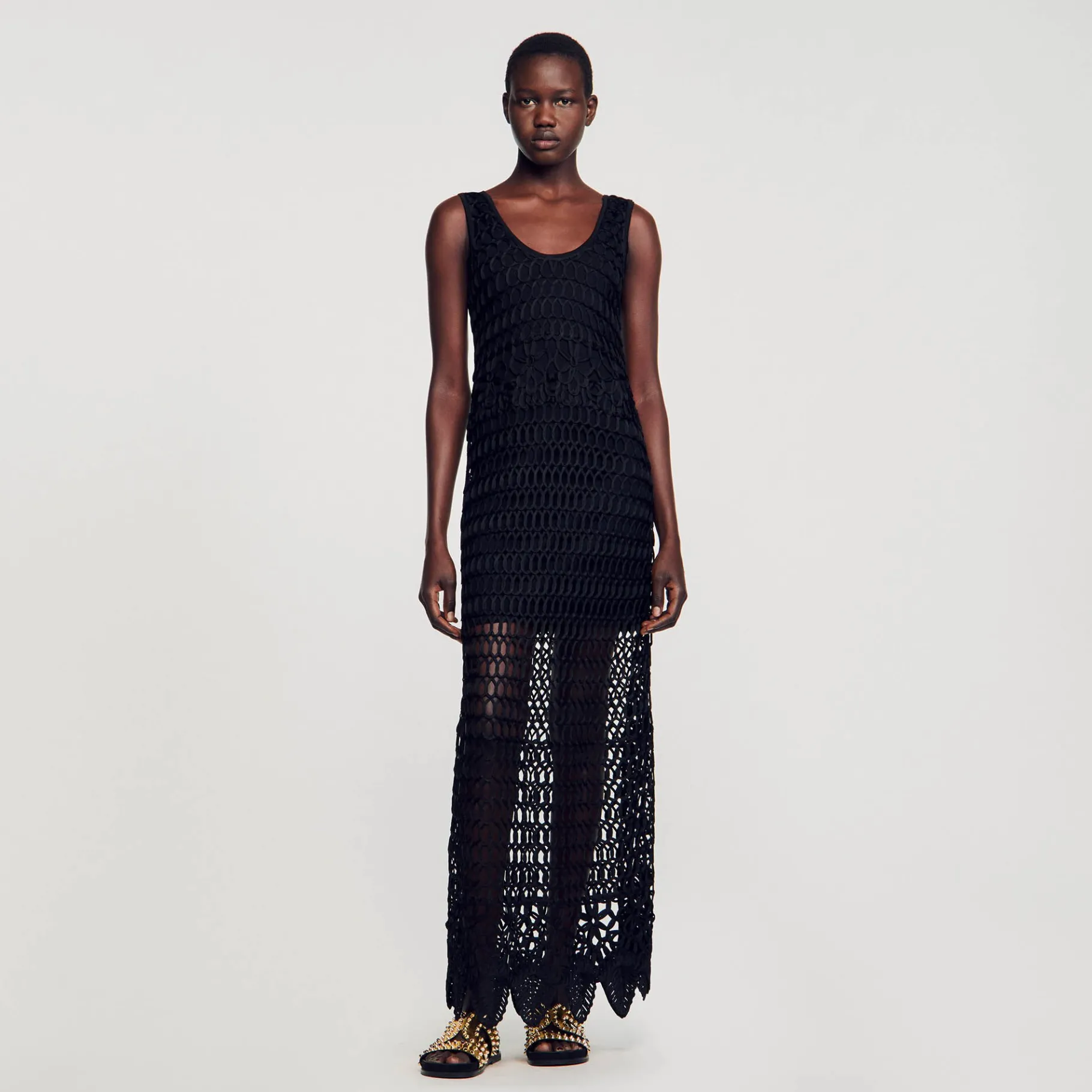 Shop SANDRO Robe En Crochet Noir