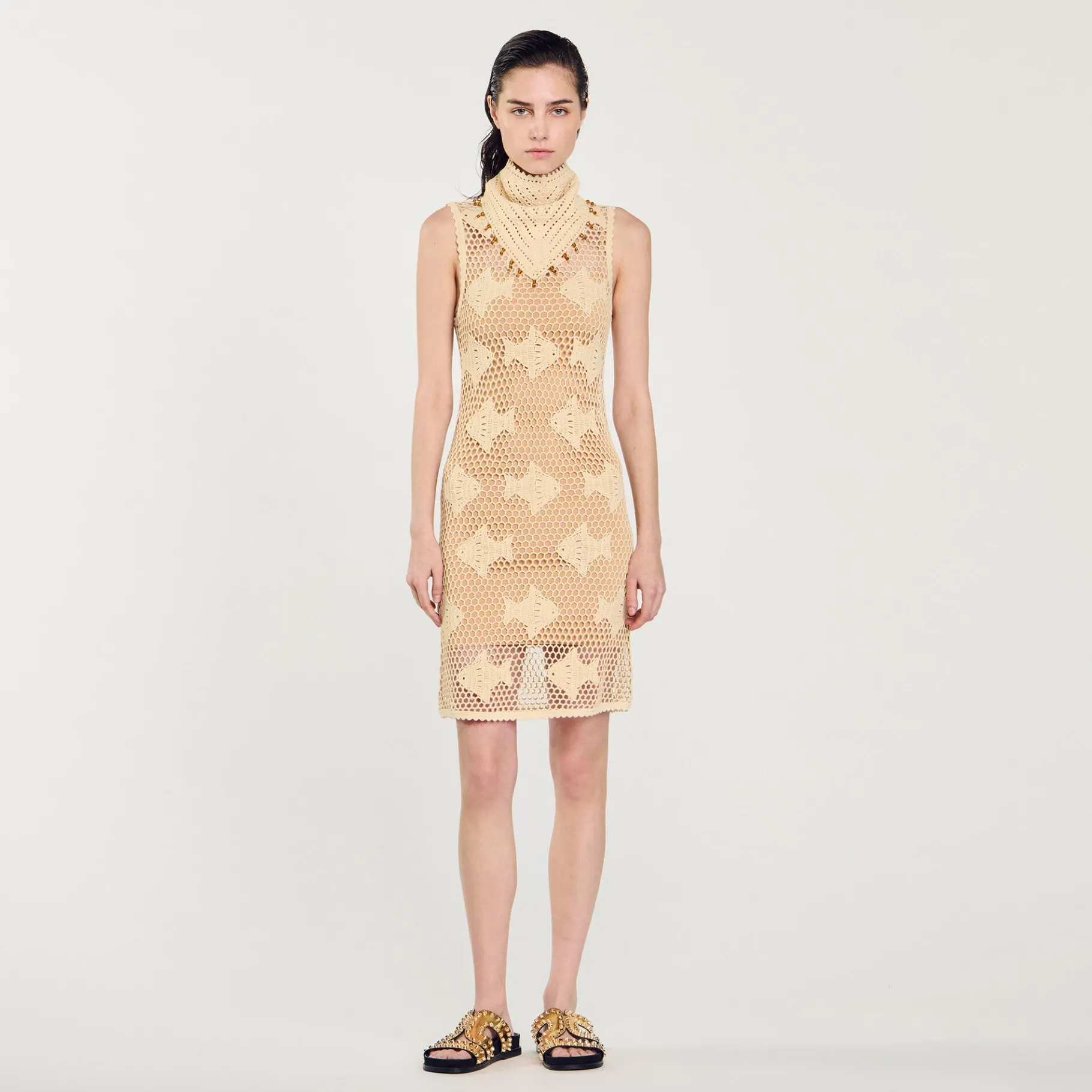 Cheap SANDRO Robe En Maille Beige