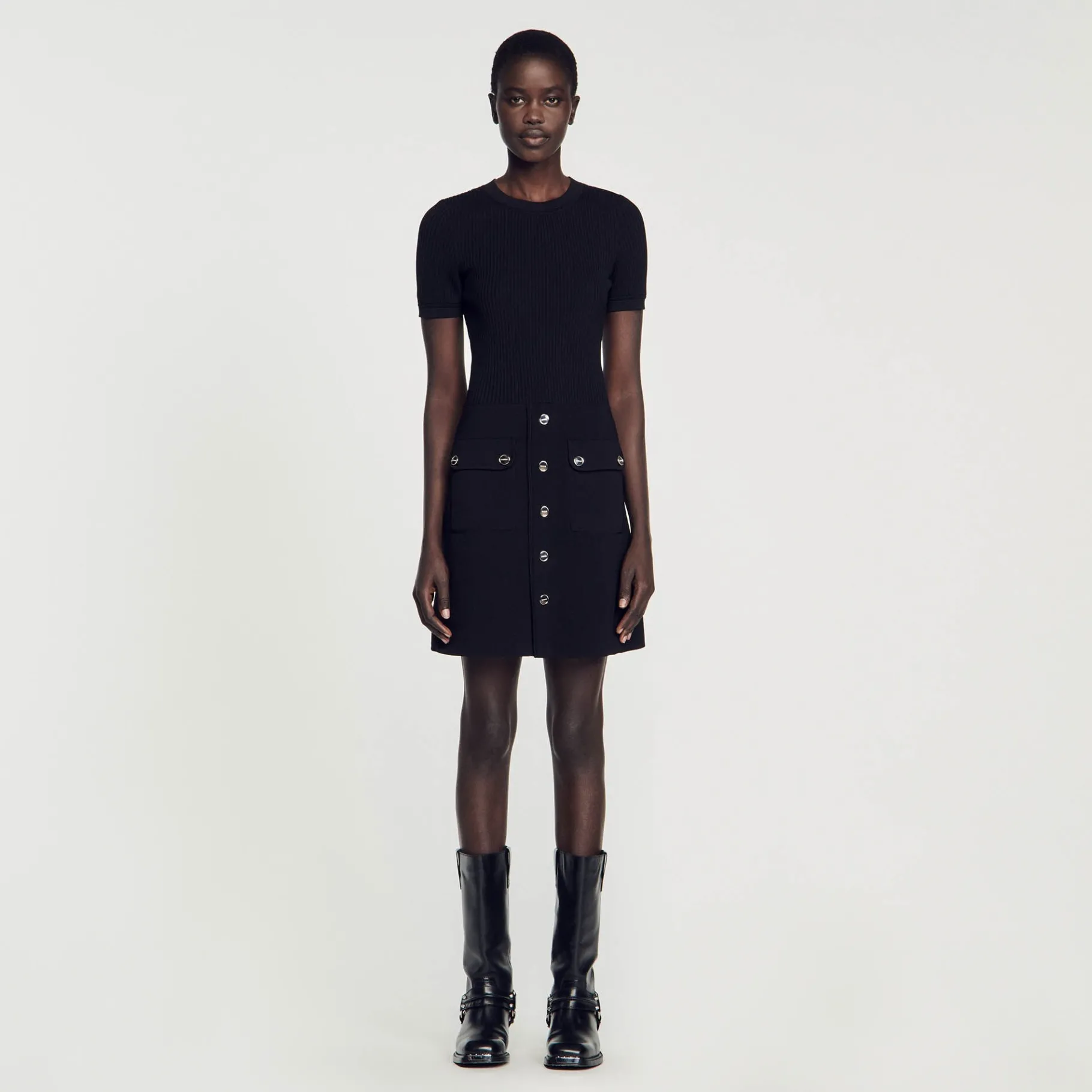 Best Sale SANDRO Robe En Maille Noir