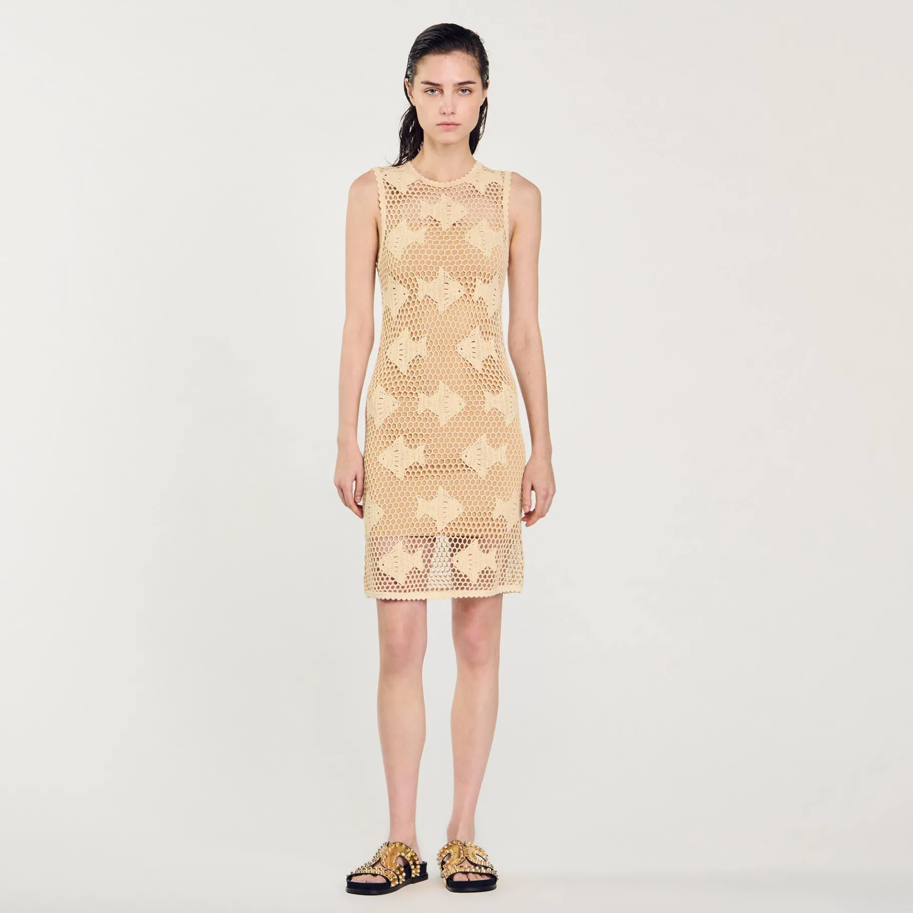 Cheap SANDRO Robe En Maille Beige