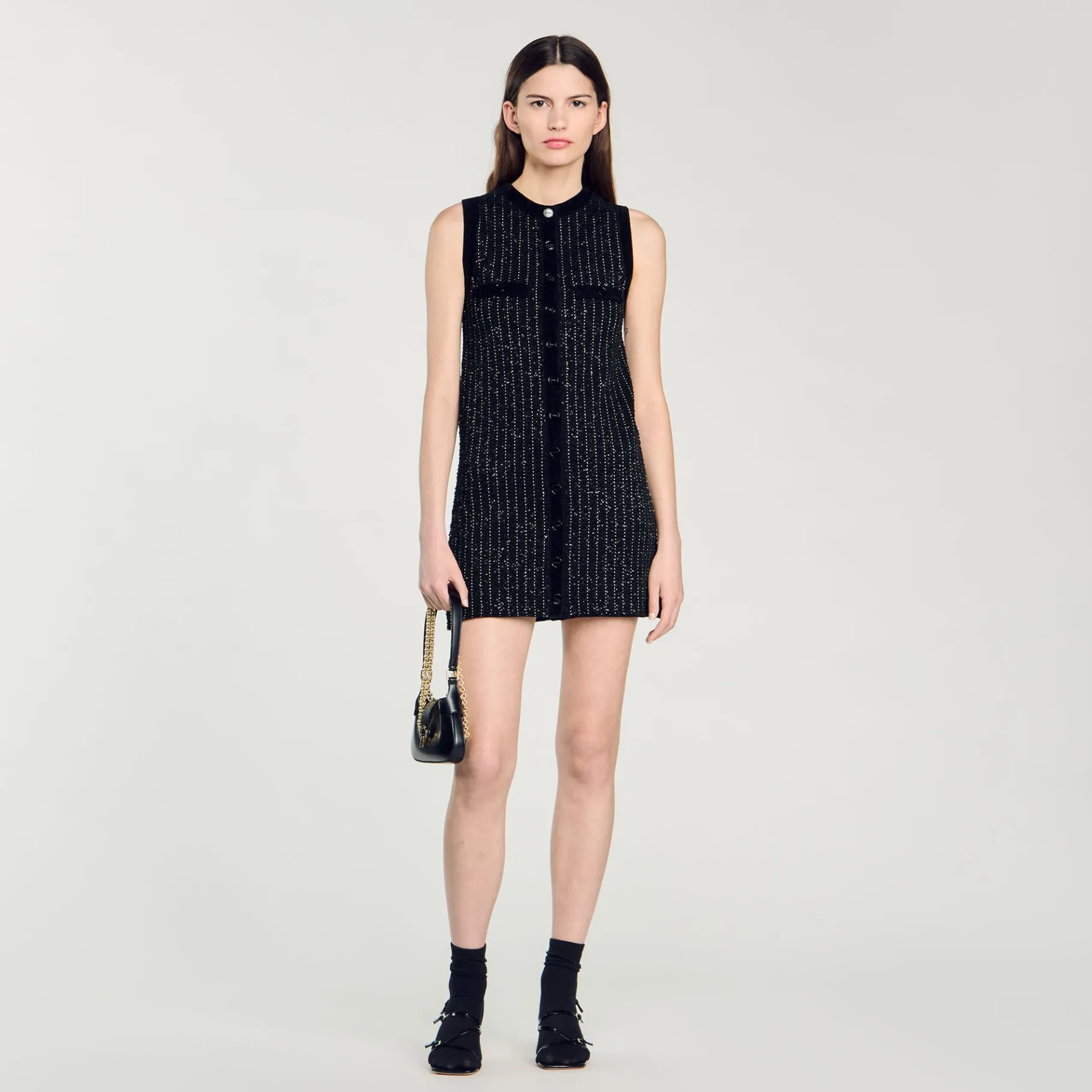 Flash Sale SANDRO Robe En Maille Fantaisie Noir