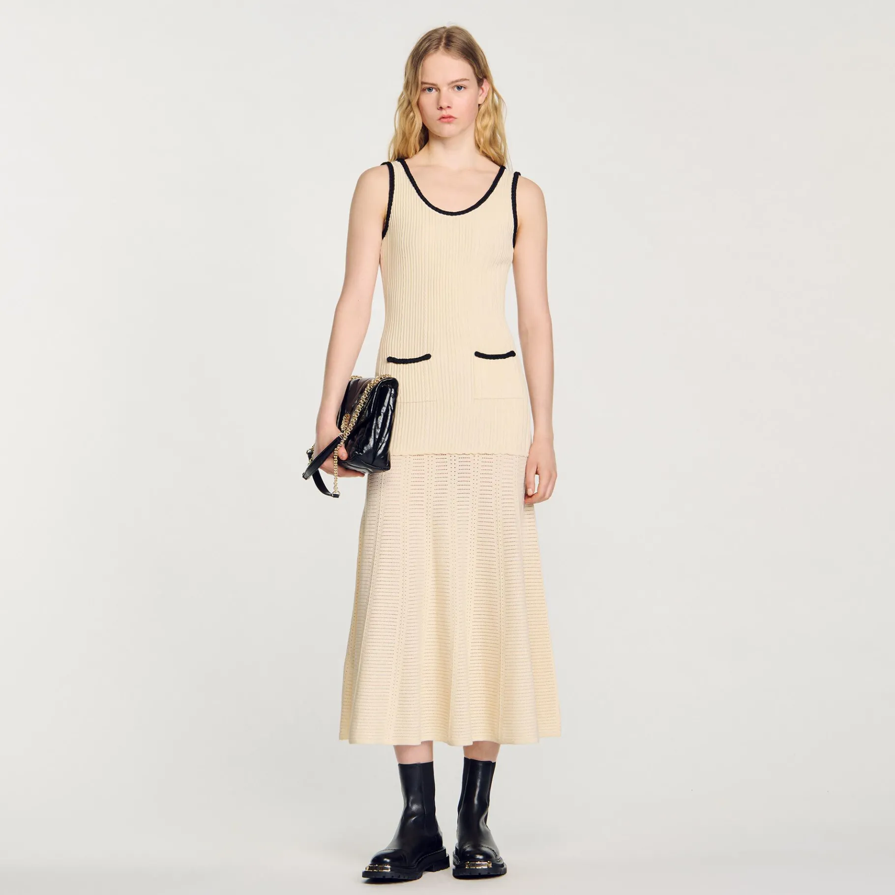 Flash Sale SANDRO Robe En Maille Pointelle Ecru