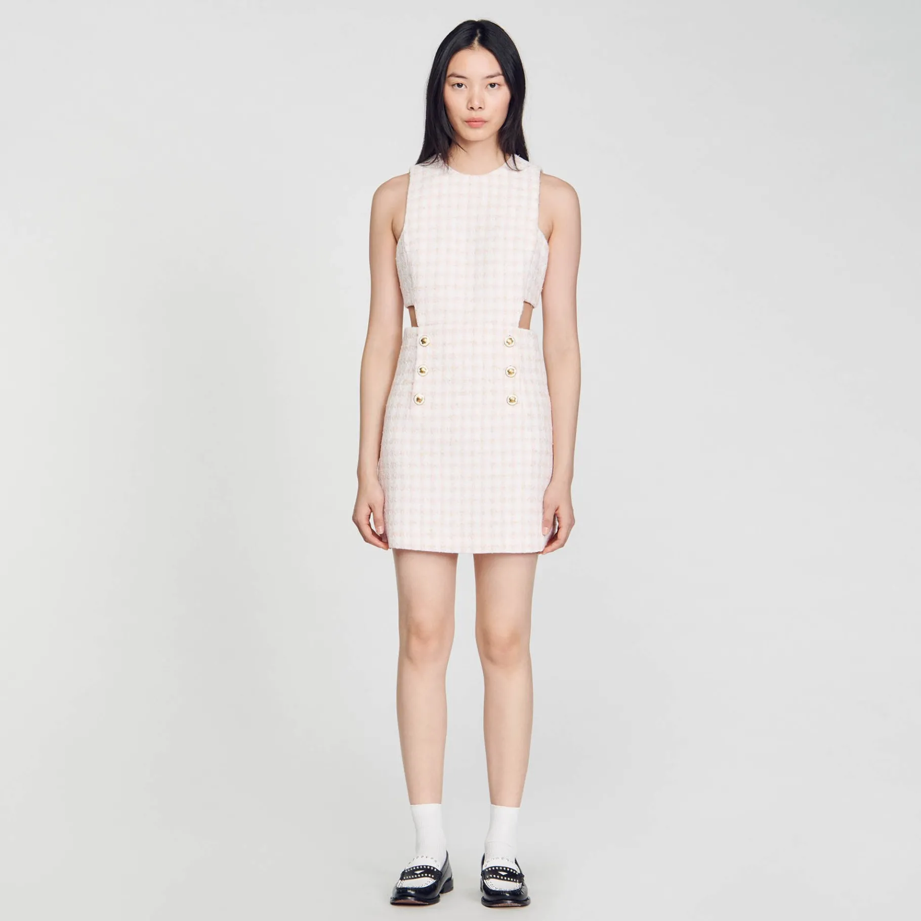 Cheap SANDRO Robe En Tweed Ajourée Rose Clair