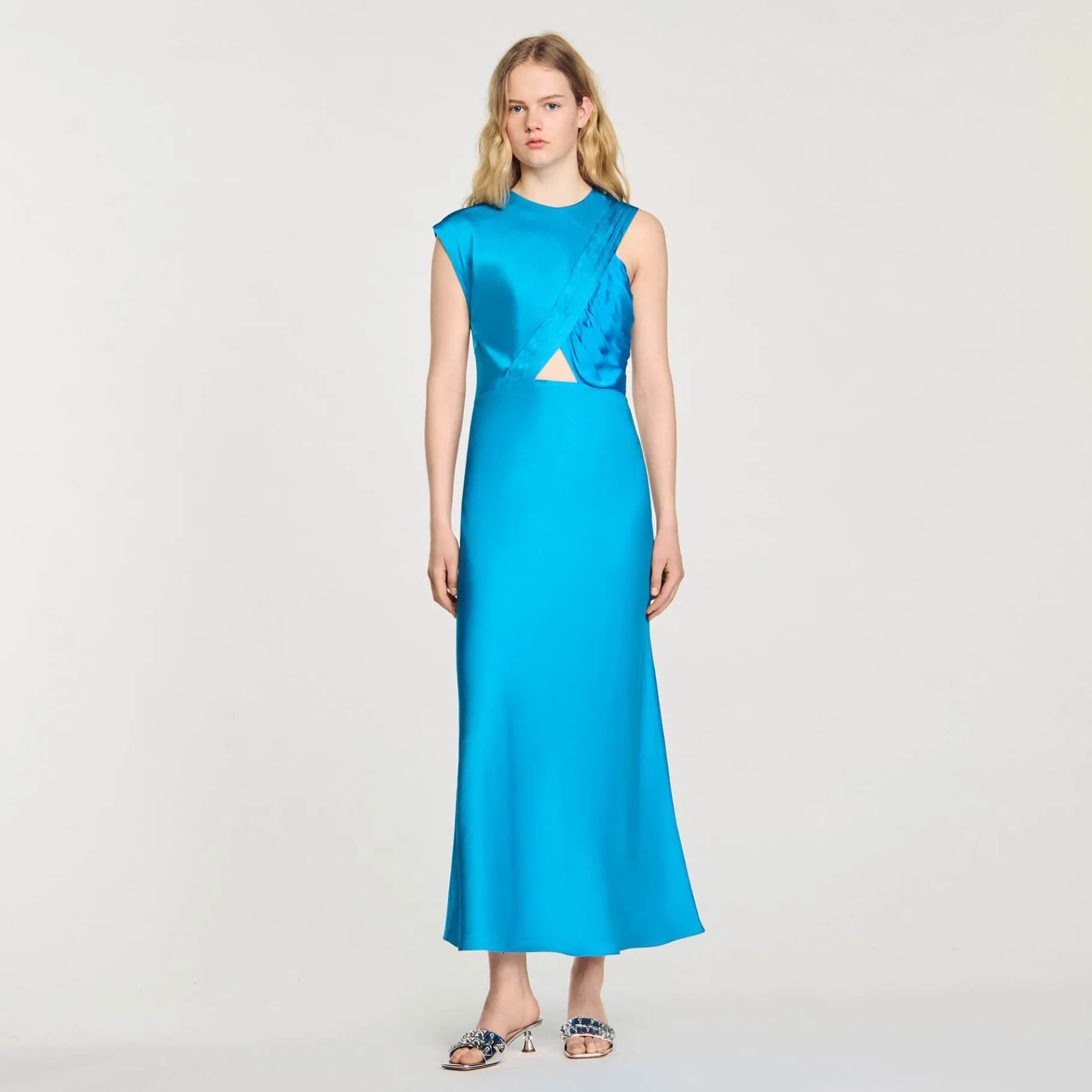 Flash Sale SANDRO Robe Longue Drapée Bleu