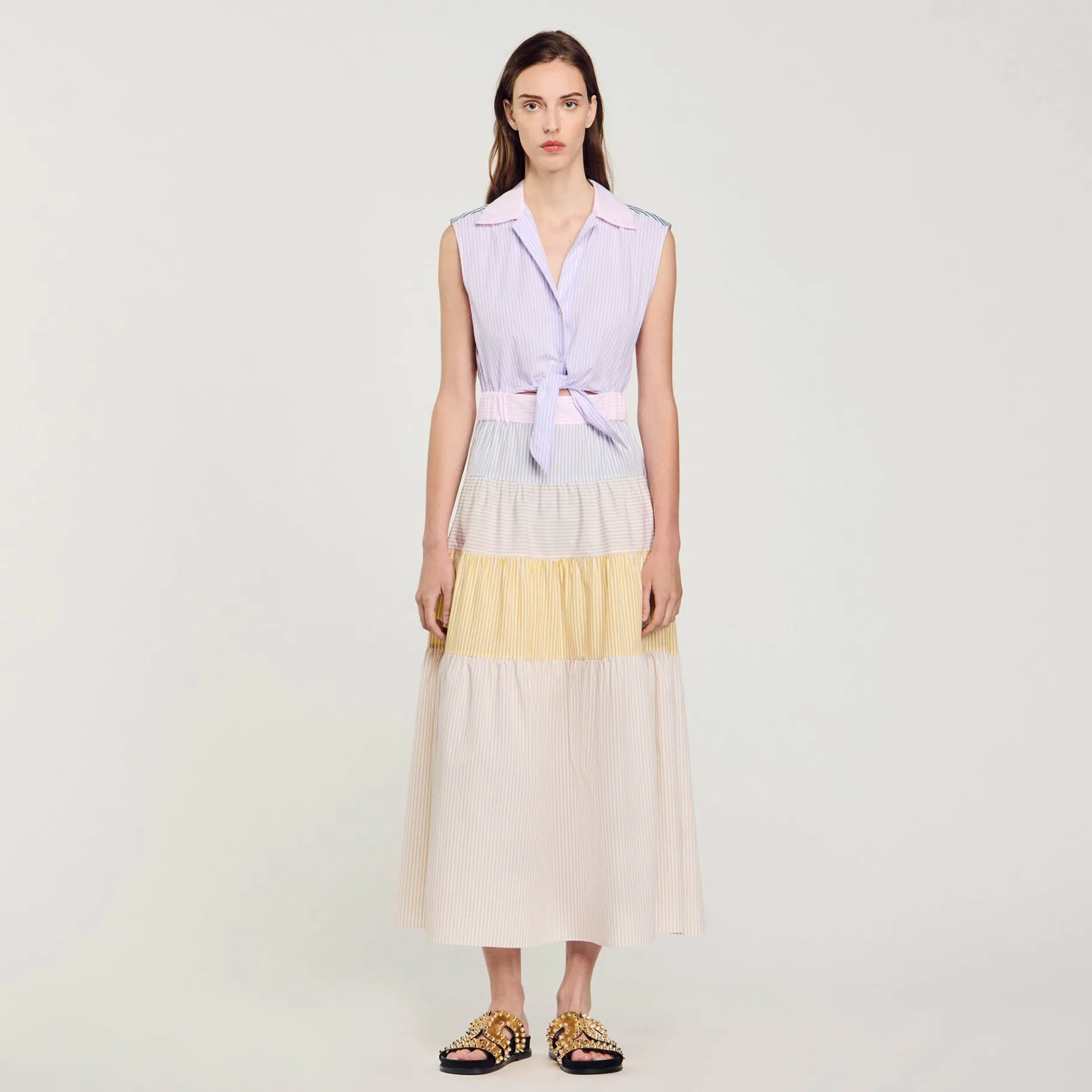 Cheap SANDRO Robe Longue Patchwork Multicolore