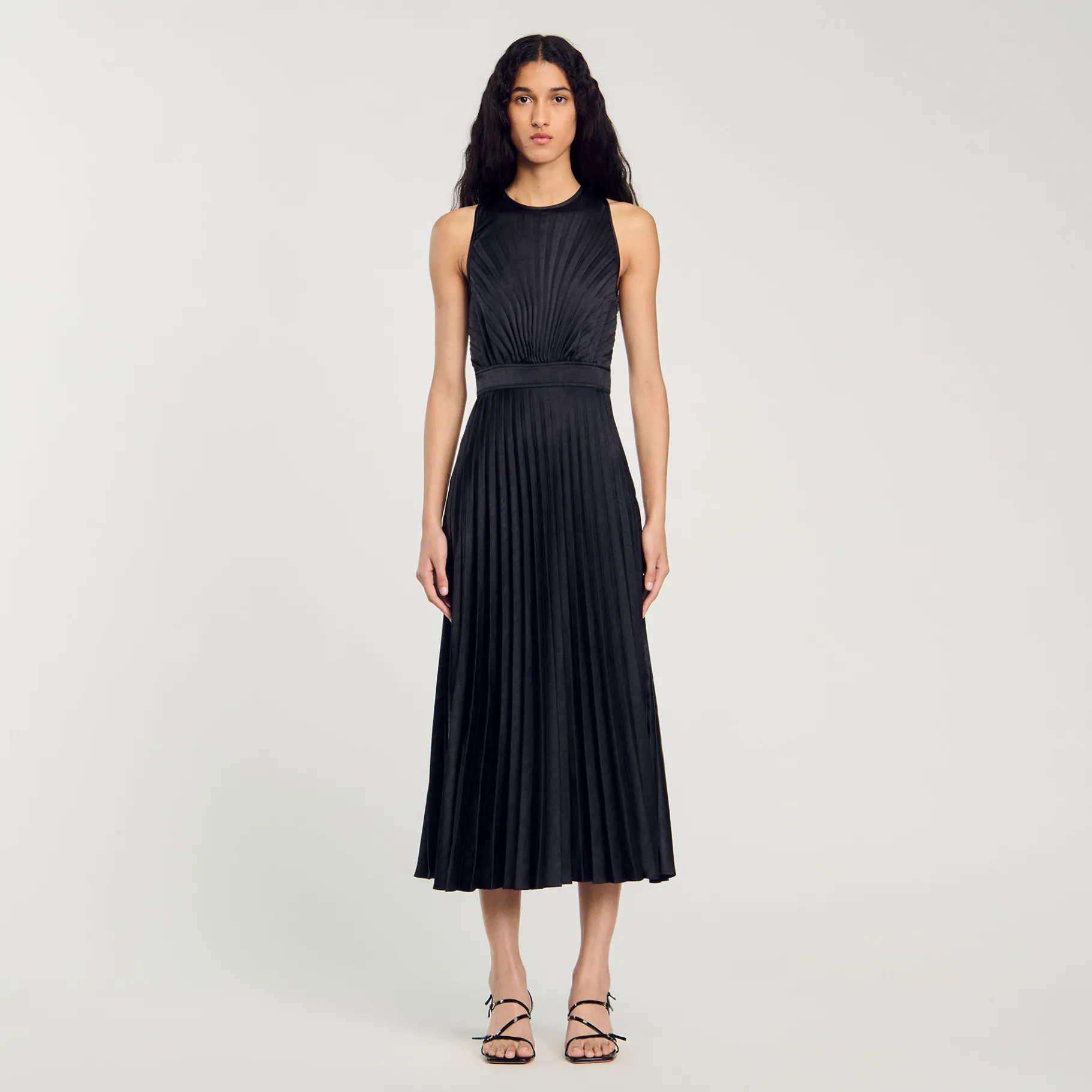 Cheap SANDRO Robe Longue Plissée Noir