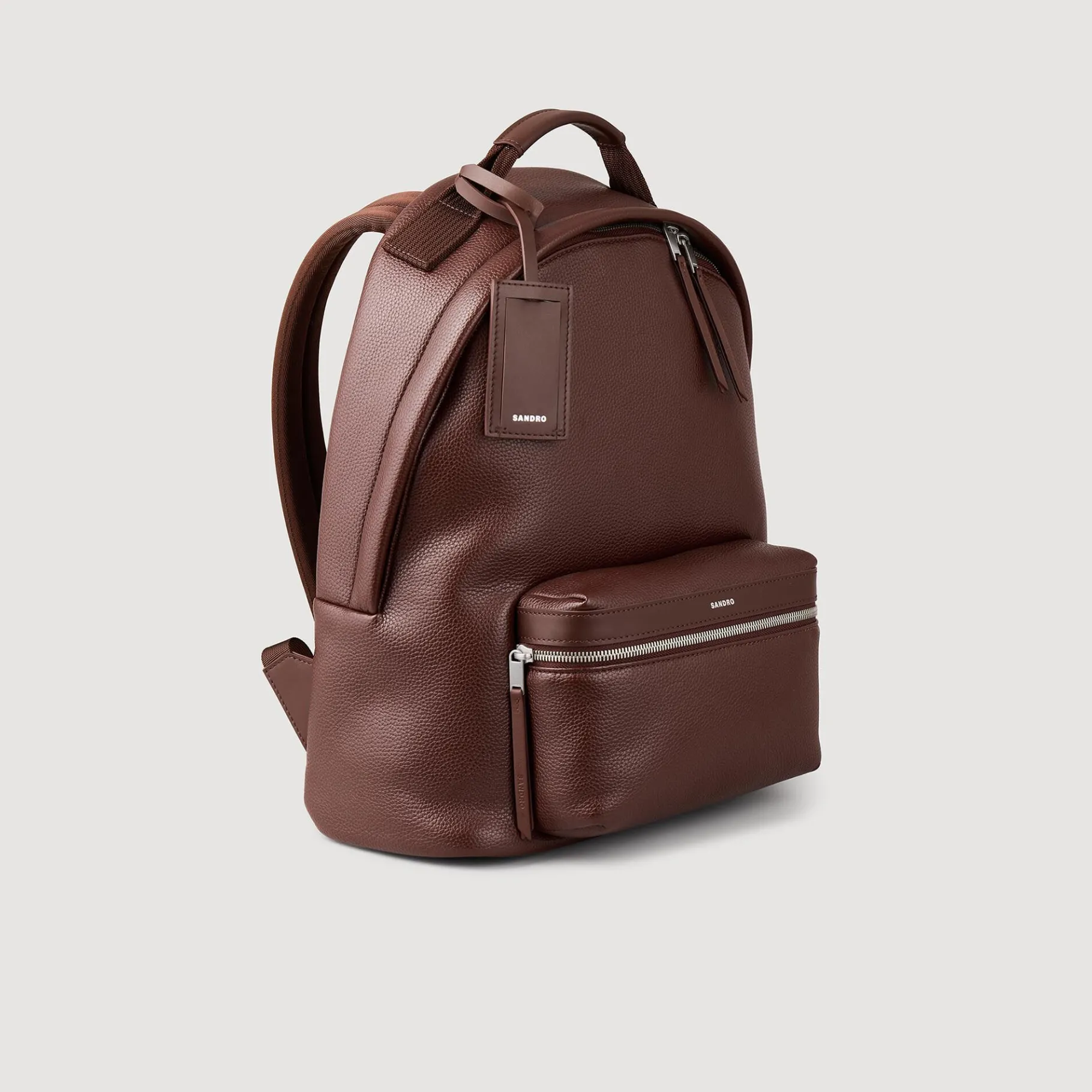 Shop SANDRO Sac à Dos En Toile Enduite Marron Foncé