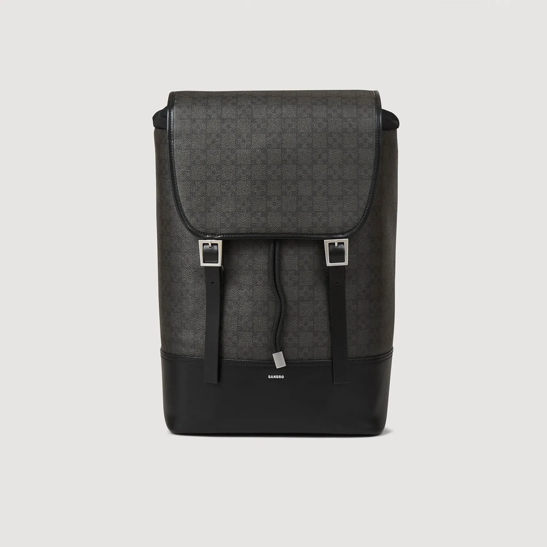 Best Sale SANDRO Sac à Dos En Toile Enduite Square Cross Noir
