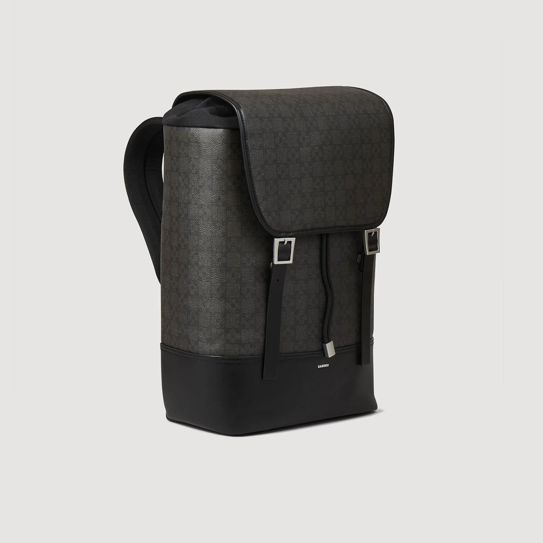 Best Sale SANDRO Sac à Dos En Toile Enduite Square Cross Noir