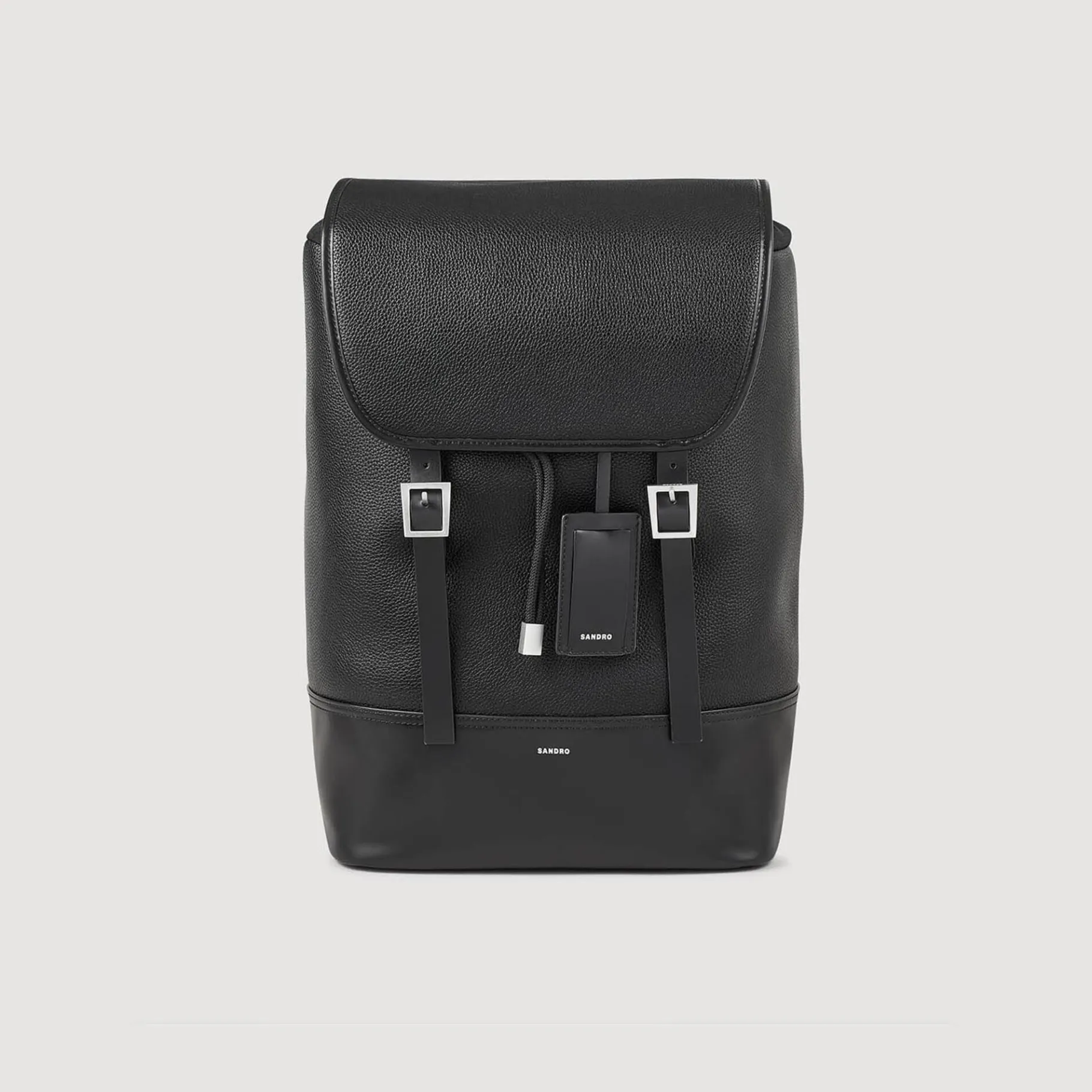 Best Sale SANDRO Sac à Dos En Toile Et Cuir Noir