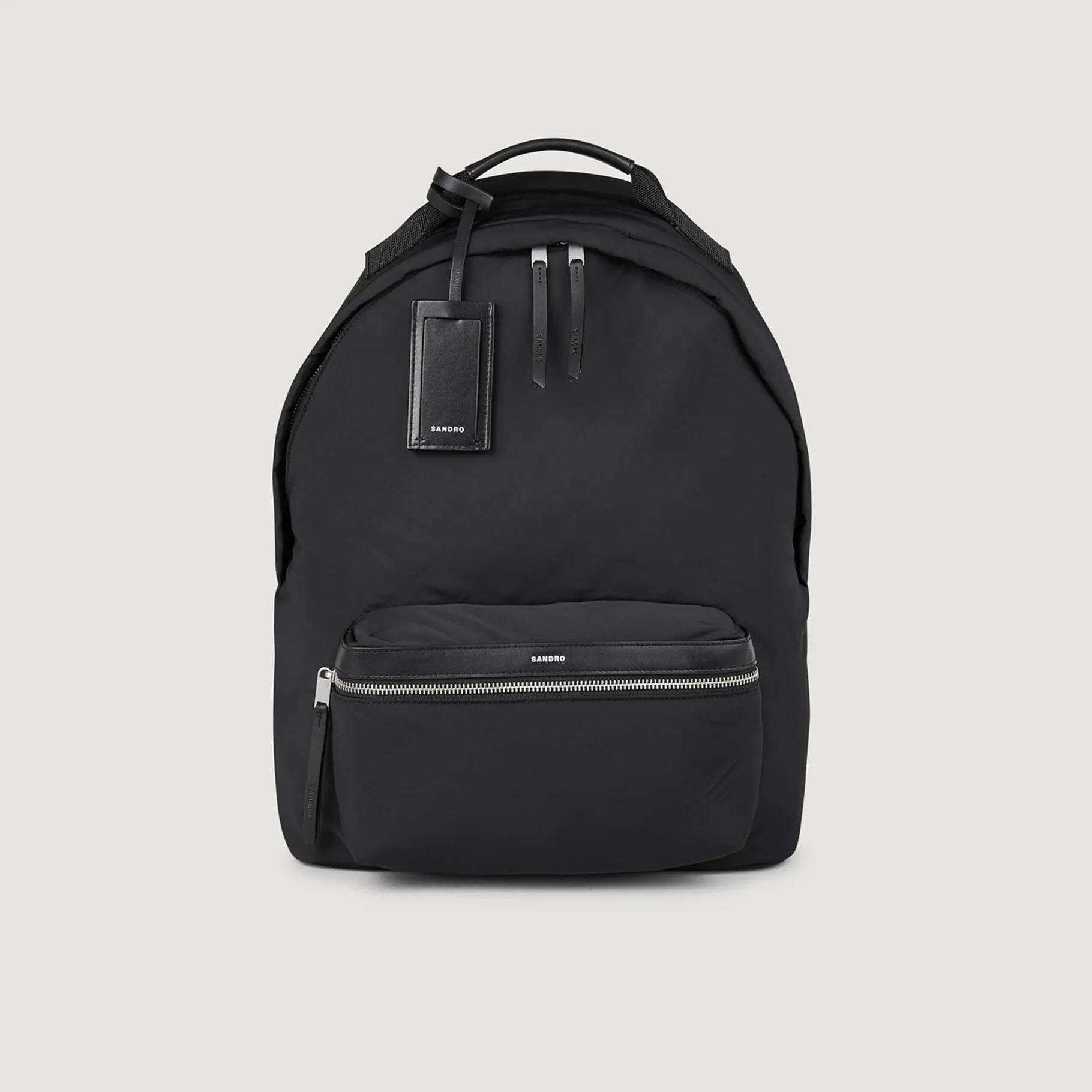 Best Sale SANDRO Sac à Dos En Toile Et Cuir Noir