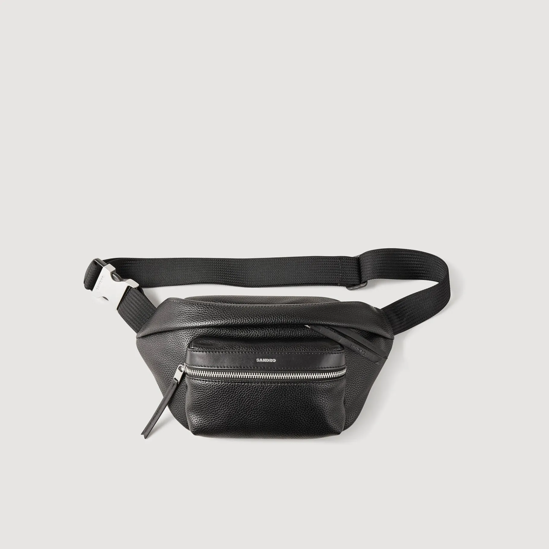Online SANDRO Sac Banane En Toile Enduite Noir