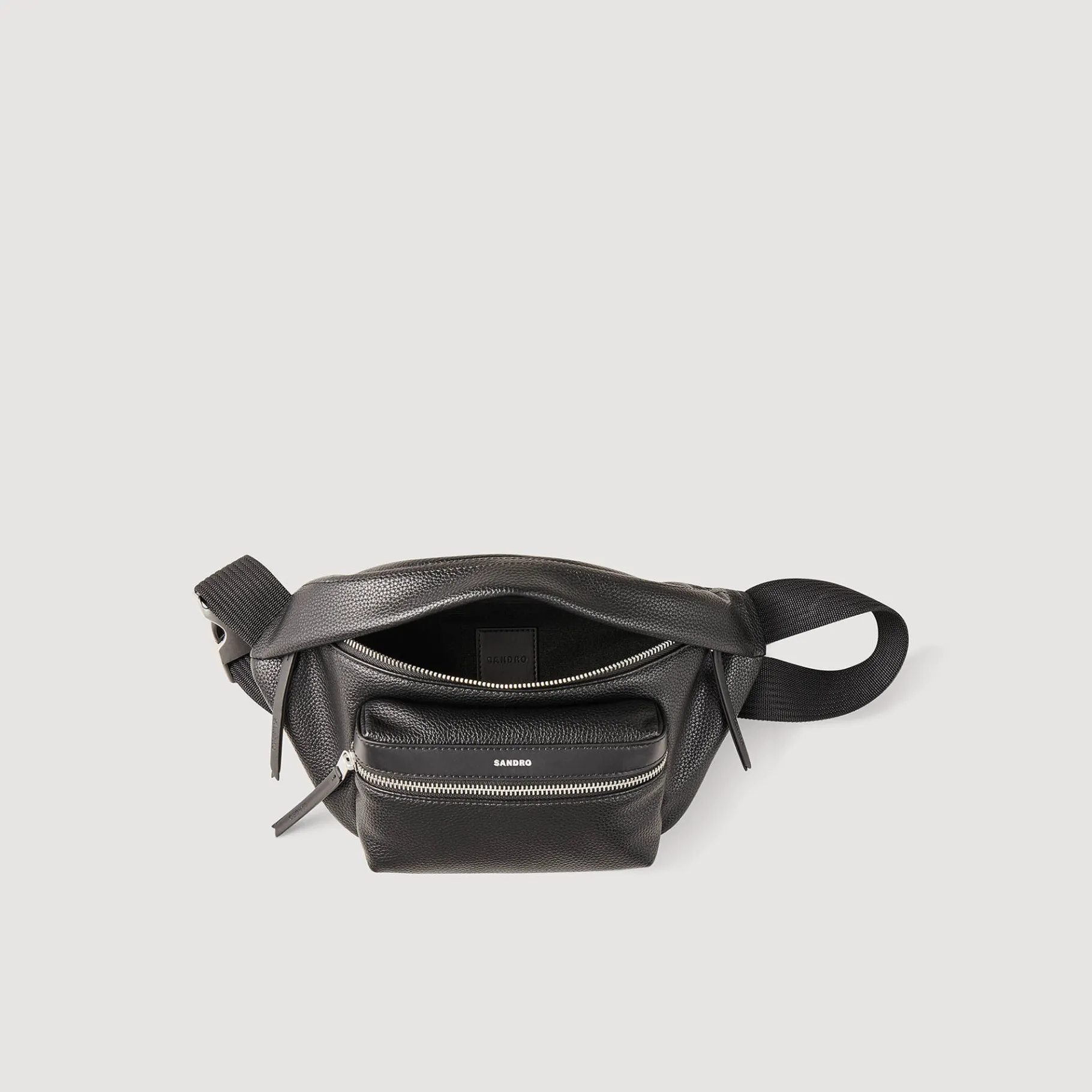 Online SANDRO Sac Banane En Toile Enduite Noir