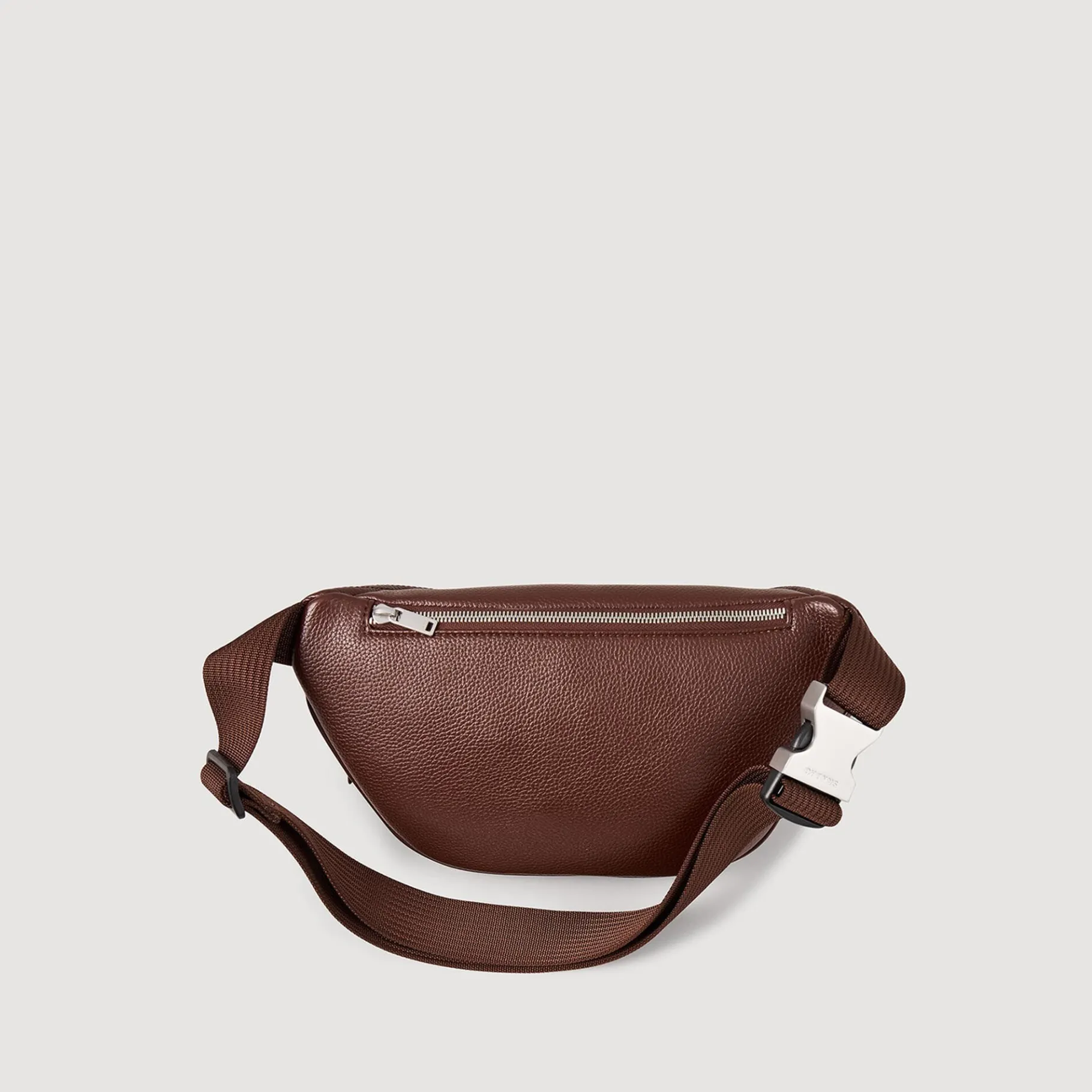 Fashion SANDRO Sac Banane En Toile Enduite Marron Foncé