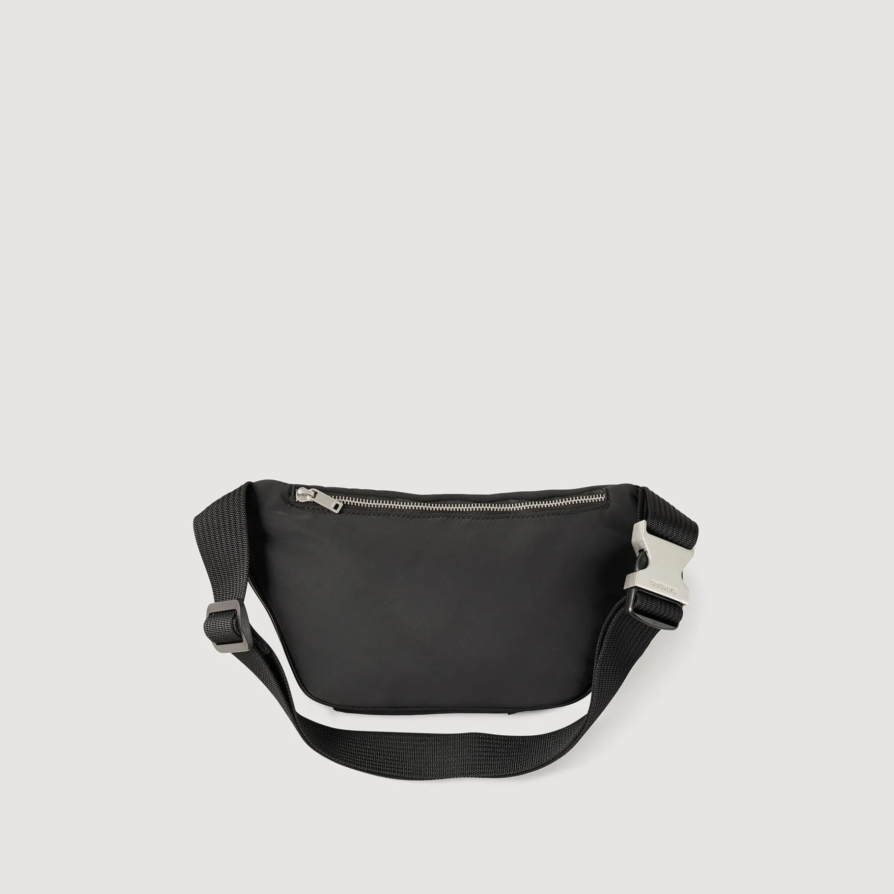 Discount SANDRO Sac Banane En Toile Et Cuir Noir