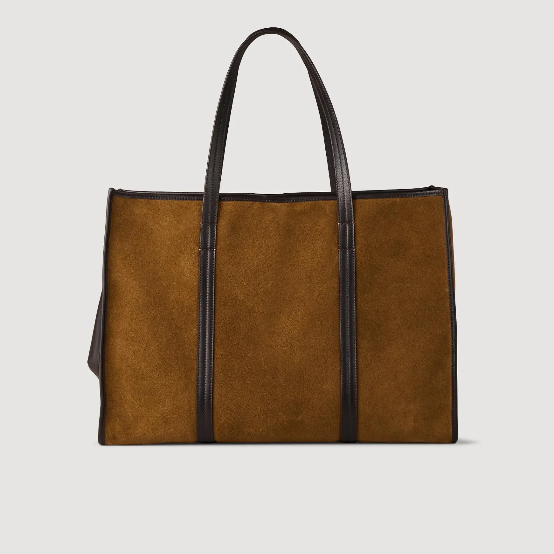 Clearance SANDRO Sac Cabas En Cuir Suédé Camel