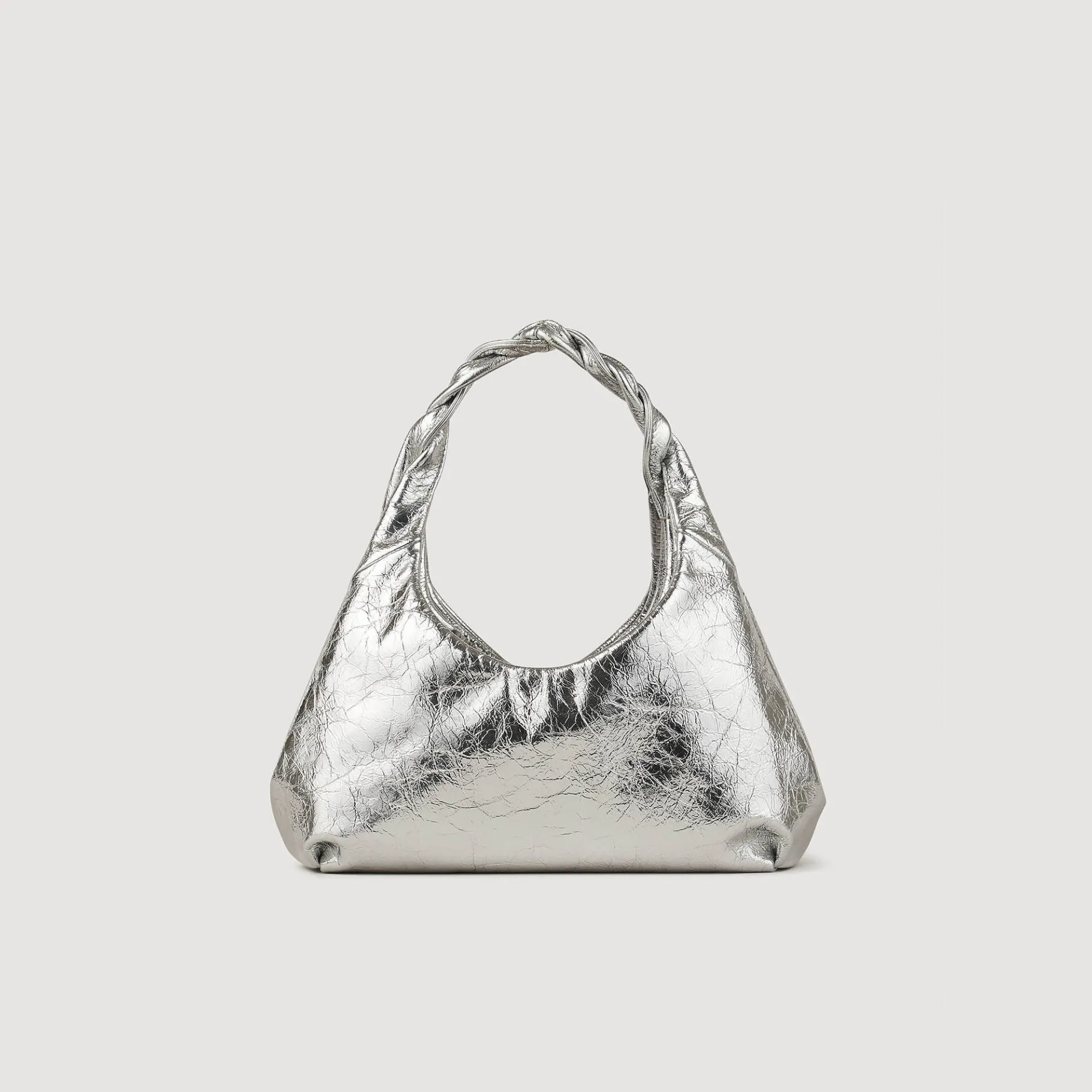 Best Sale SANDRO Sac En Cuir Métallisé Argent