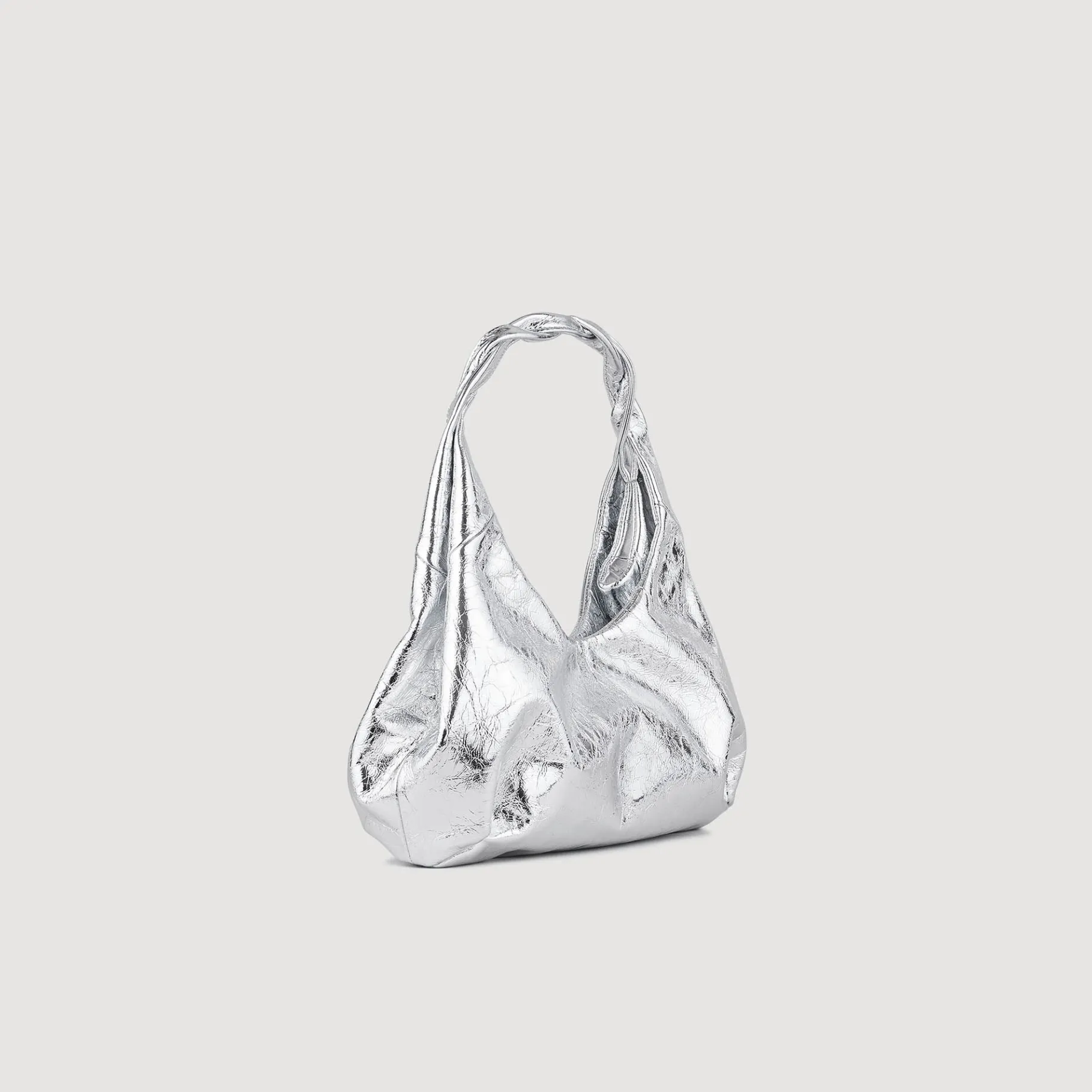 Best Sale SANDRO Sac En Cuir Métallisé Argent