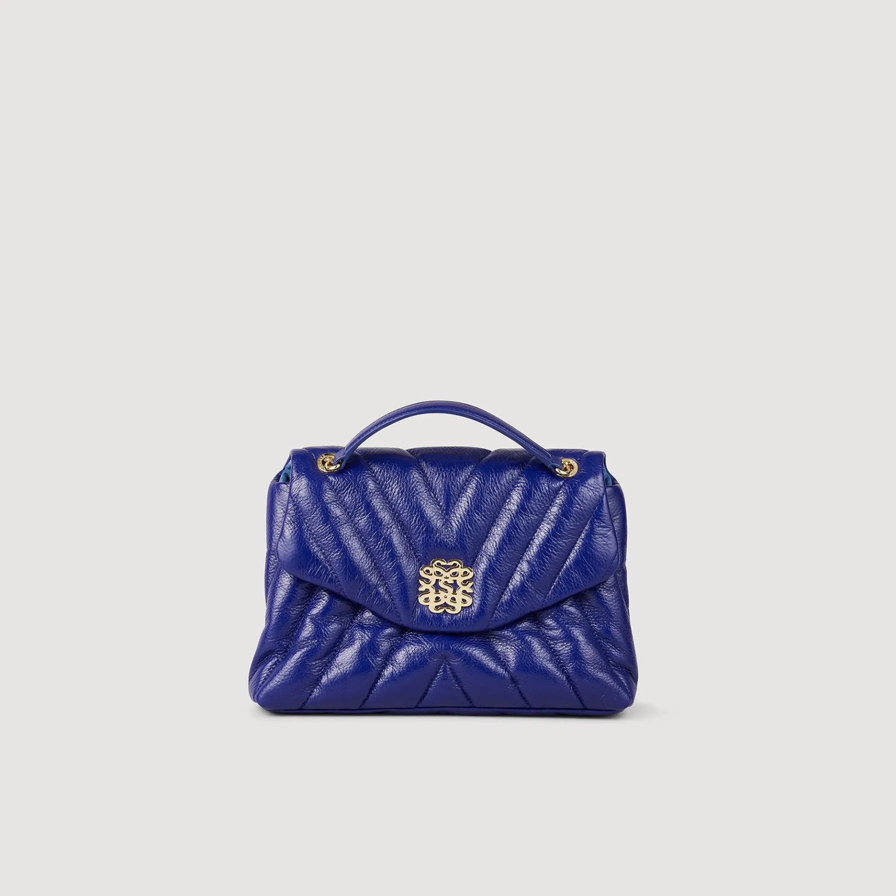 Outlet SANDRO Sac Mila En Cuir Grainé Matelassé Bleu marine
