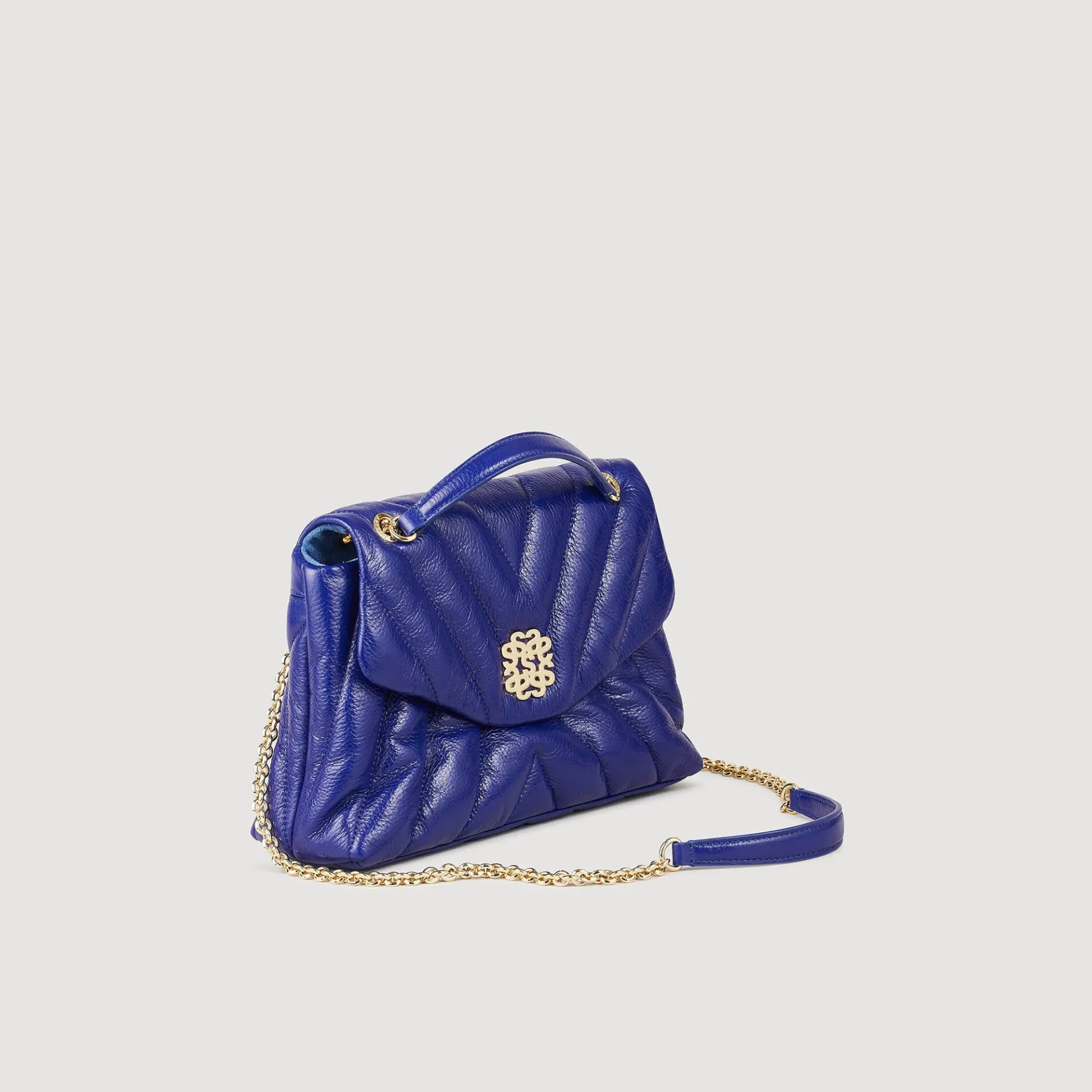 Outlet SANDRO Sac Mila En Cuir Grainé Matelassé Bleu marine