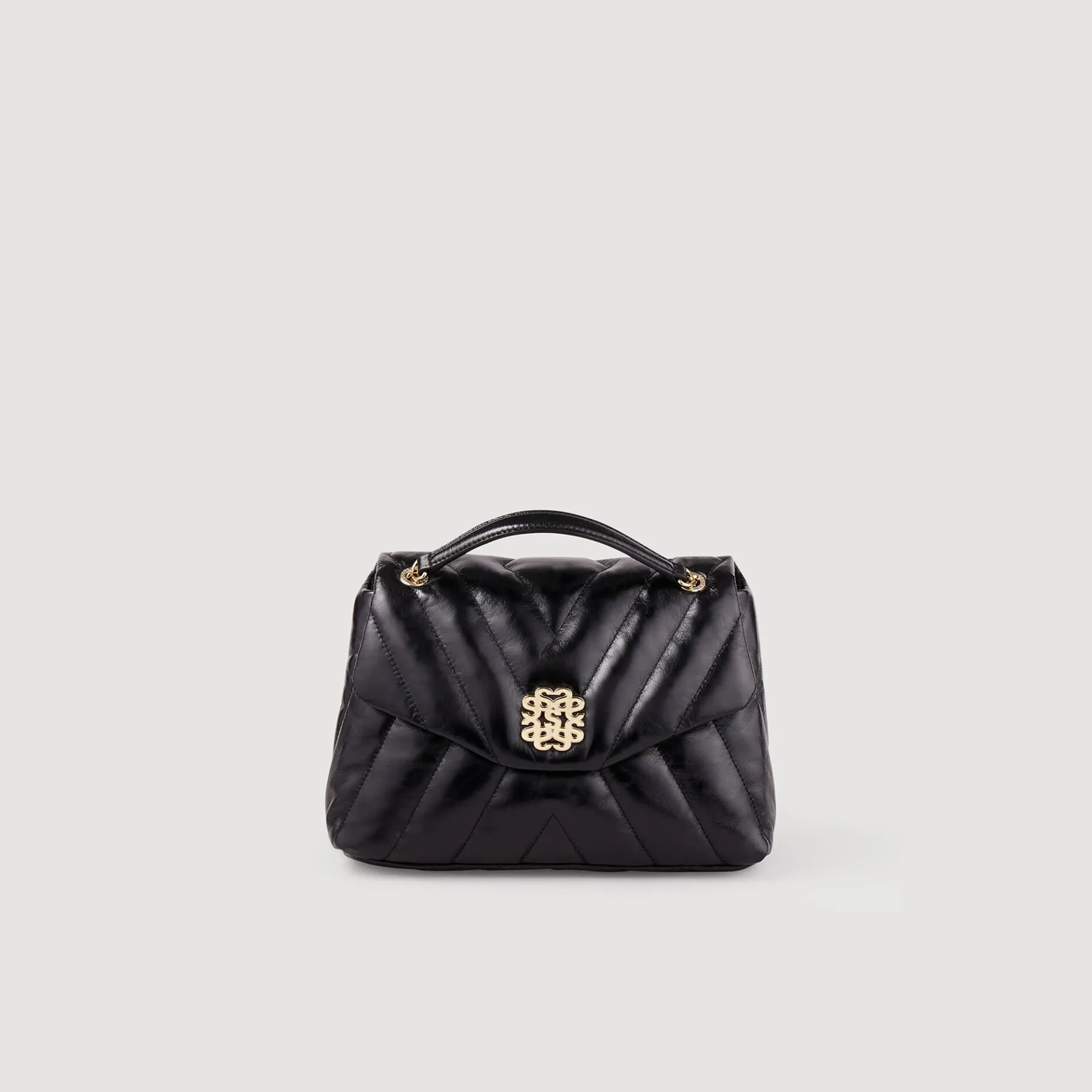 Shop SANDRO Sac Mila En Cuir Matelassé Noir