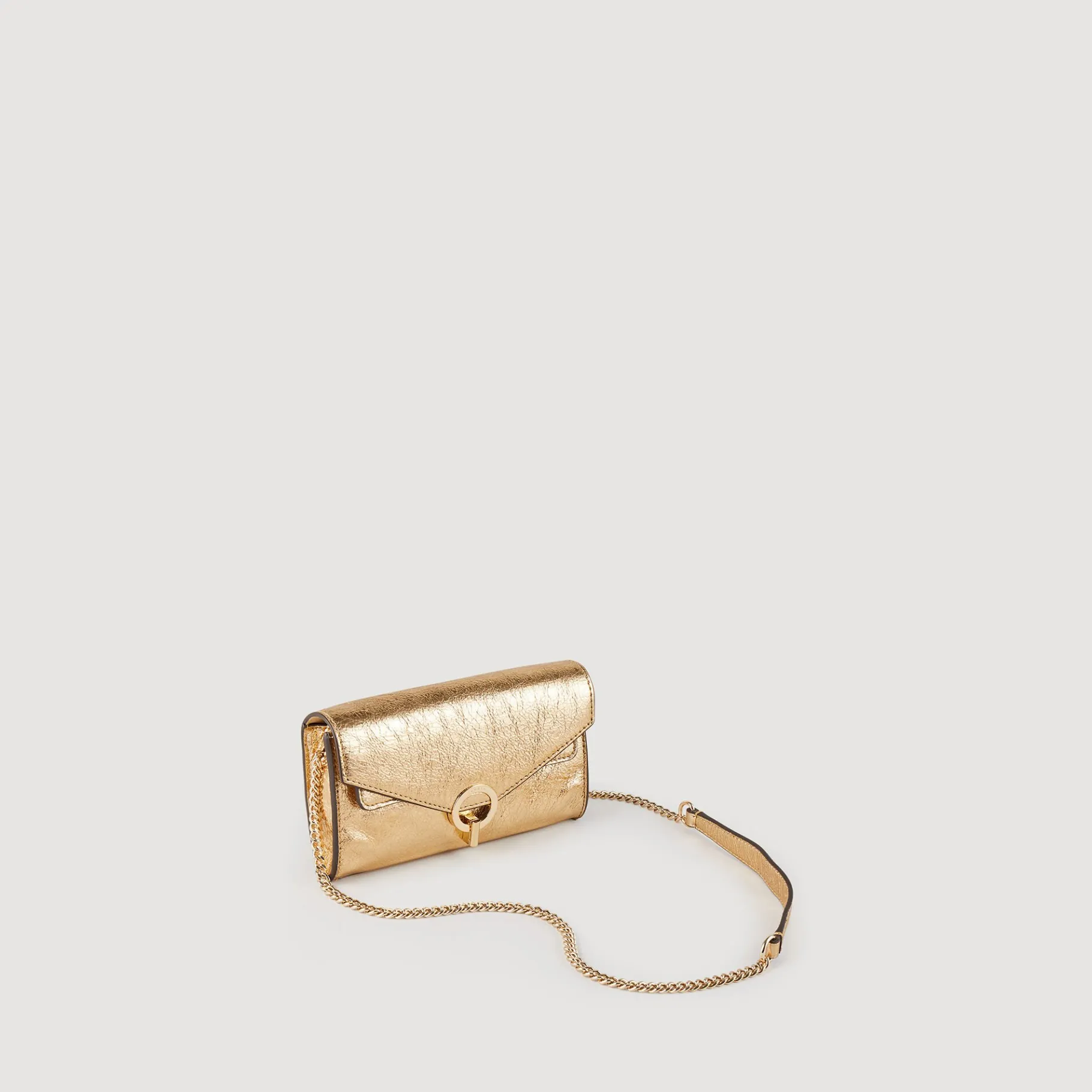 Hot SANDRO Sac Pochette En Cuir Dé Or