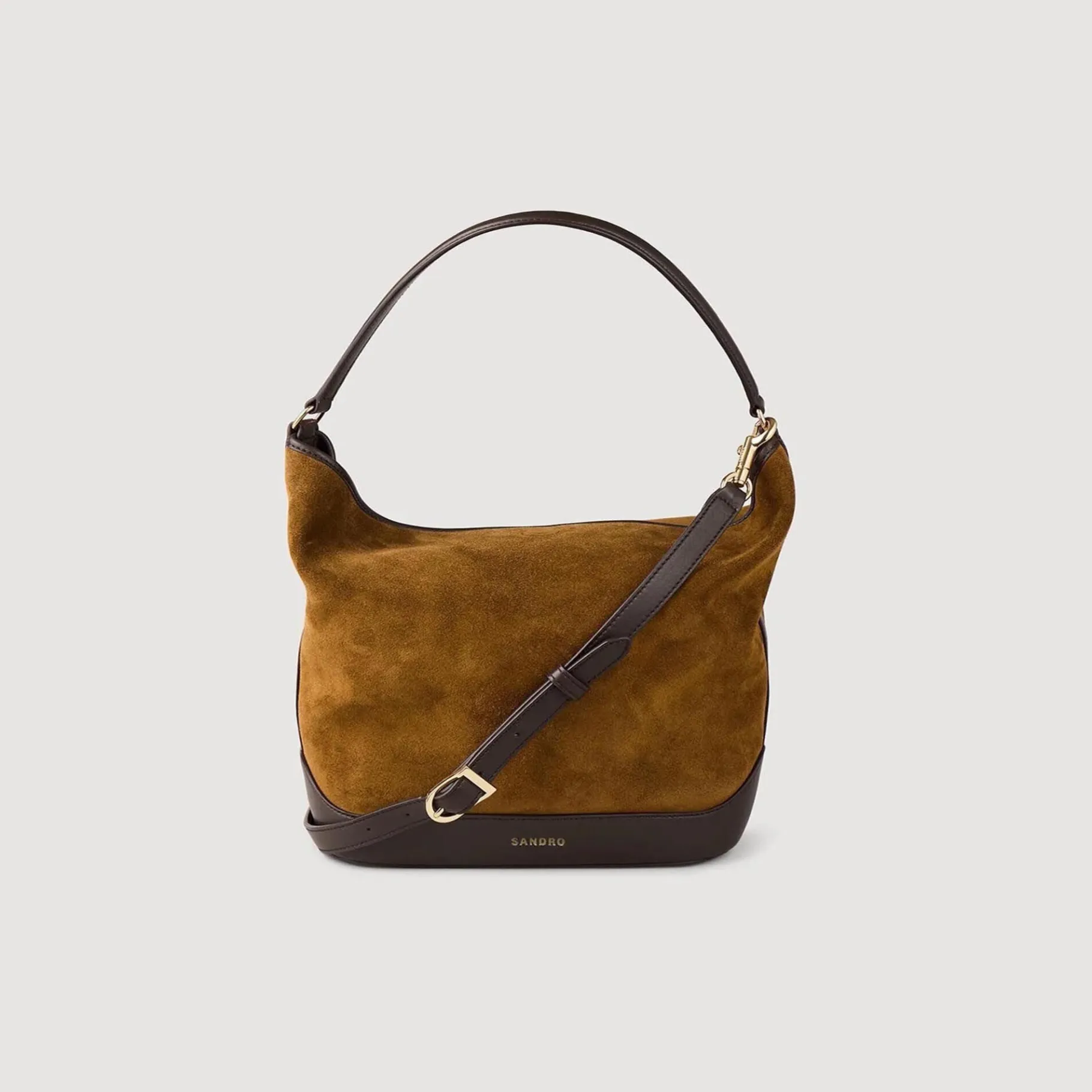 Store SANDRO Sac Seau TANGOSO En Suède Et Cuir Camel