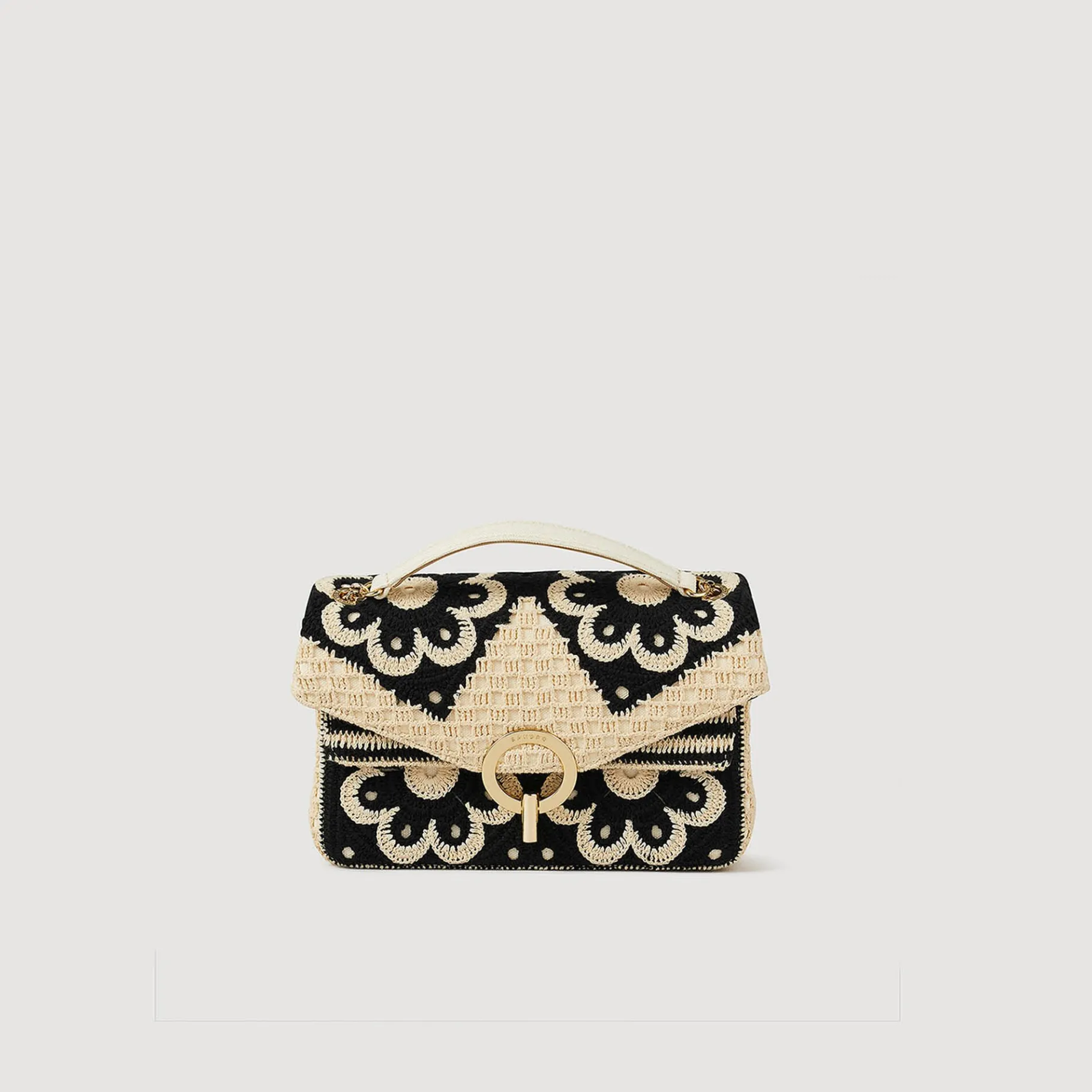 Flash Sale SANDRO Sac Yza En Crochet Bicolore Beige / Noir