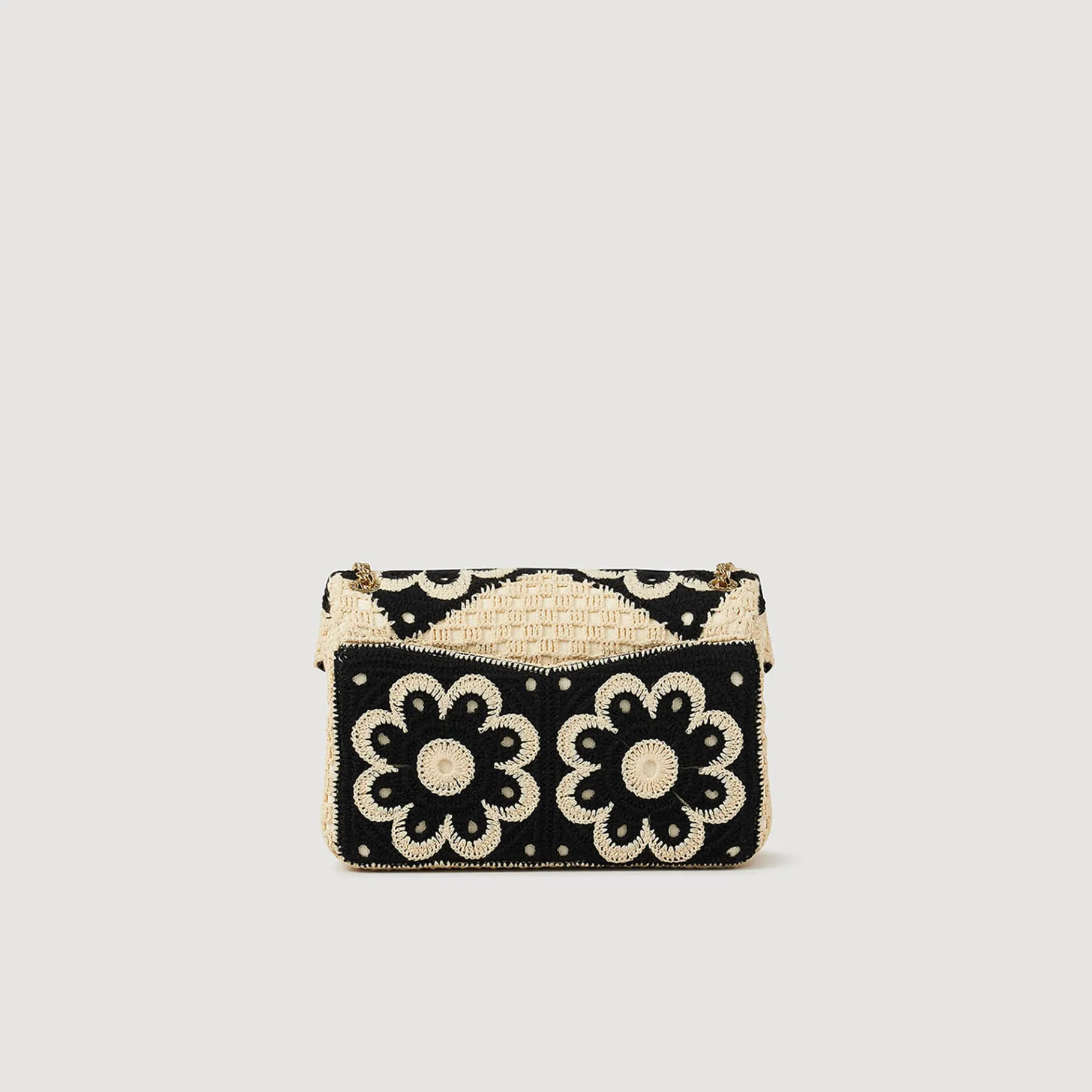 Flash Sale SANDRO Sac Yza En Crochet Bicolore Beige / Noir