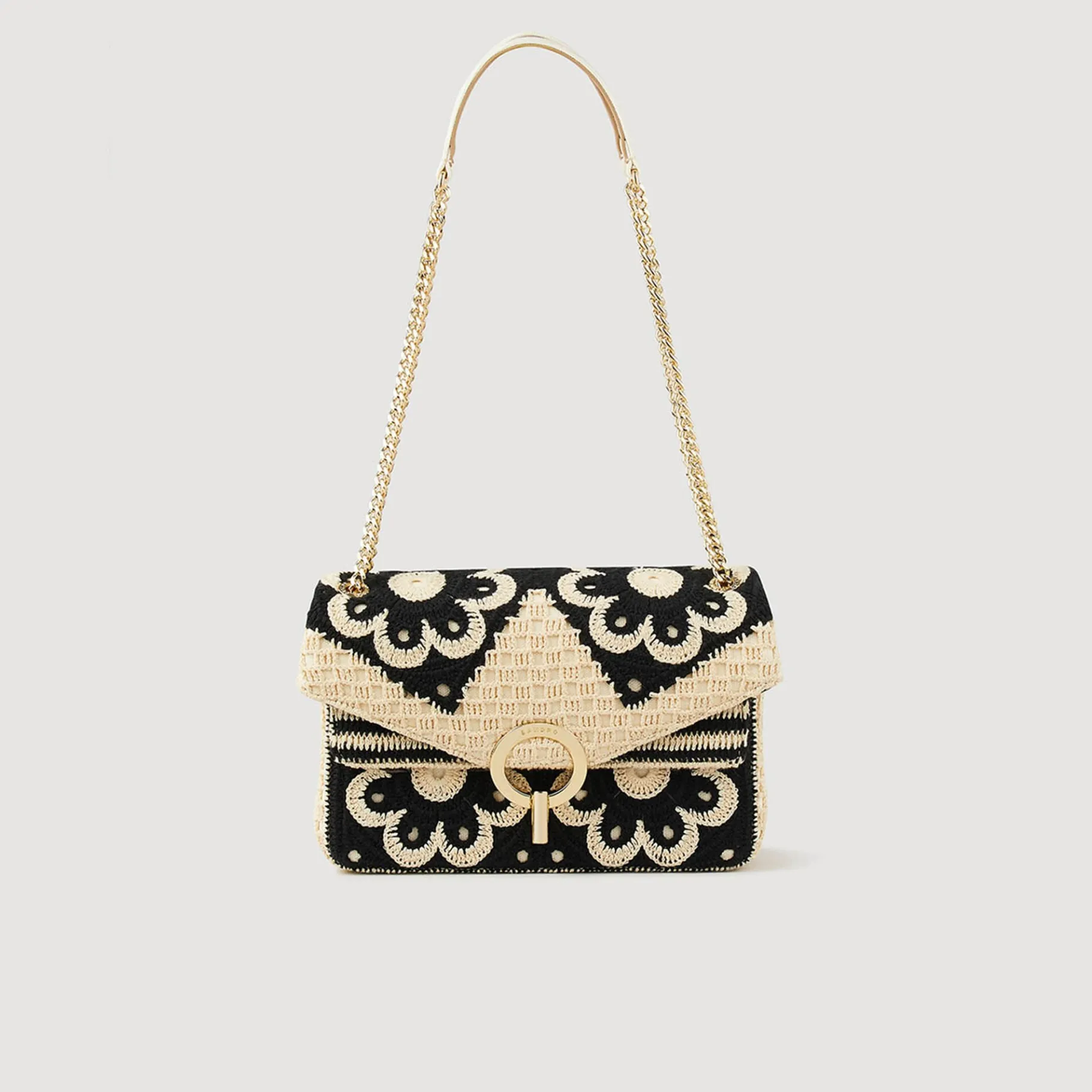 Flash Sale SANDRO Sac Yza En Crochet Bicolore Beige / Noir