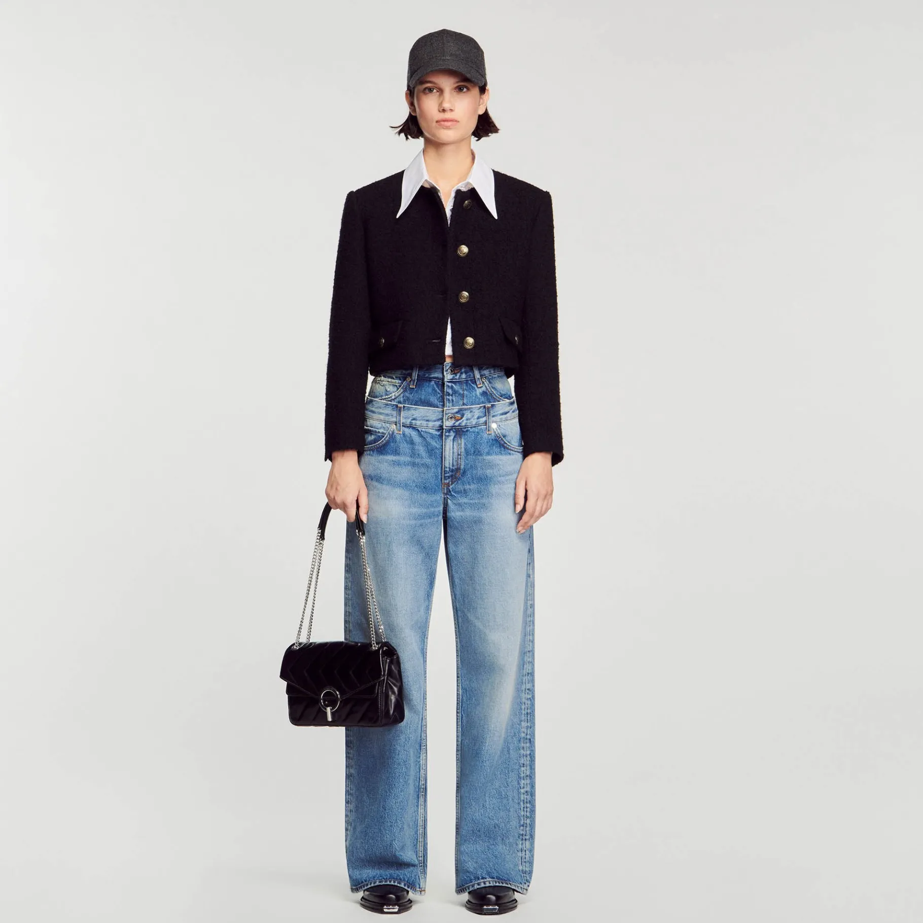 Cheap SANDRO Sac Yza En Cuir D'une Tannerie Certifiée Noir