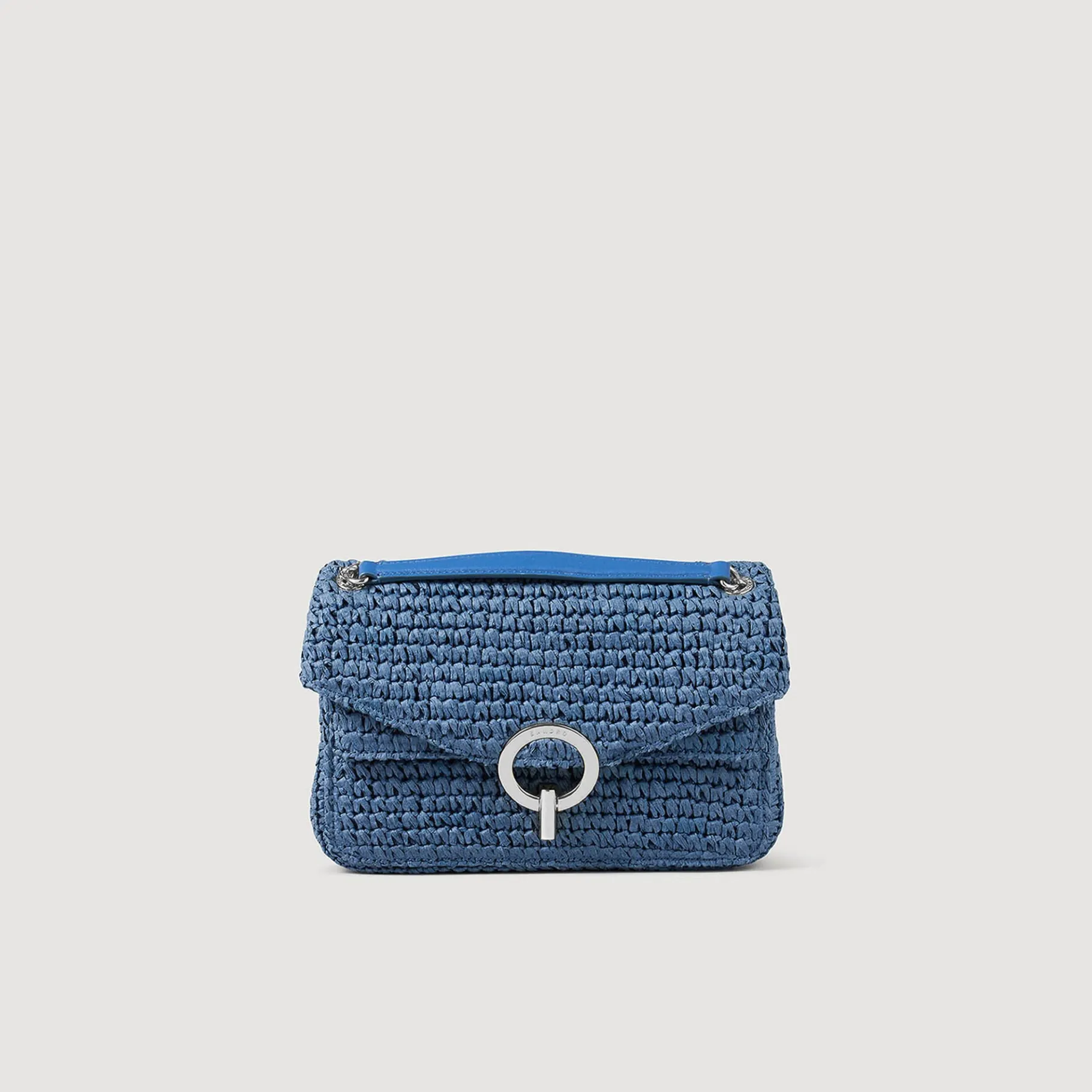 Cheap SANDRO Sac YZA En Raphia Bleu
